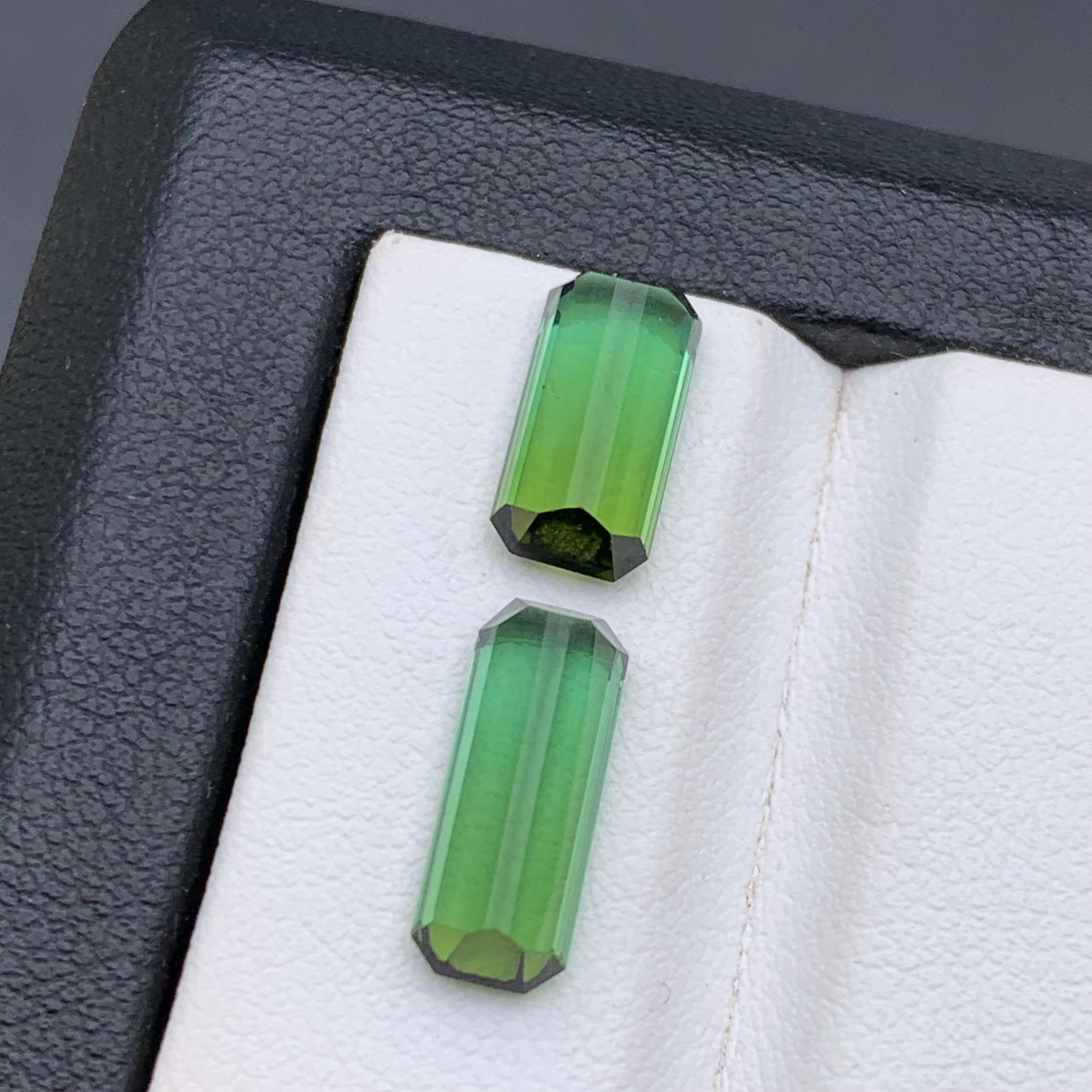Natural Green Tourmaline Ring, Pendant Loose Gemstones 5.30 Ct Emerald Cut-Jewel For Sale 1