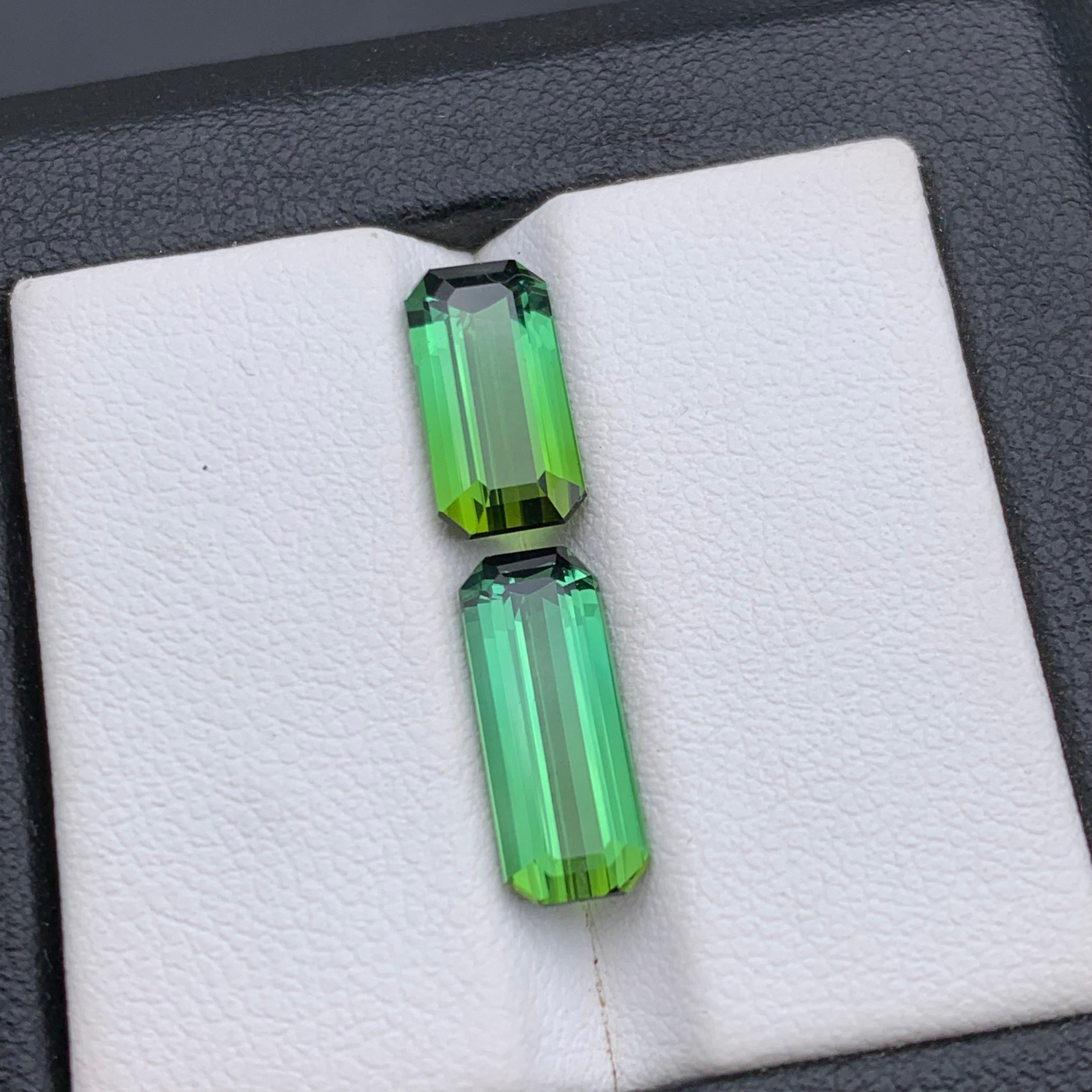 Natural Green Tourmaline Ring, Pendant Loose Gemstones 5.30 Ct Emerald Cut-Jewel For Sale 2