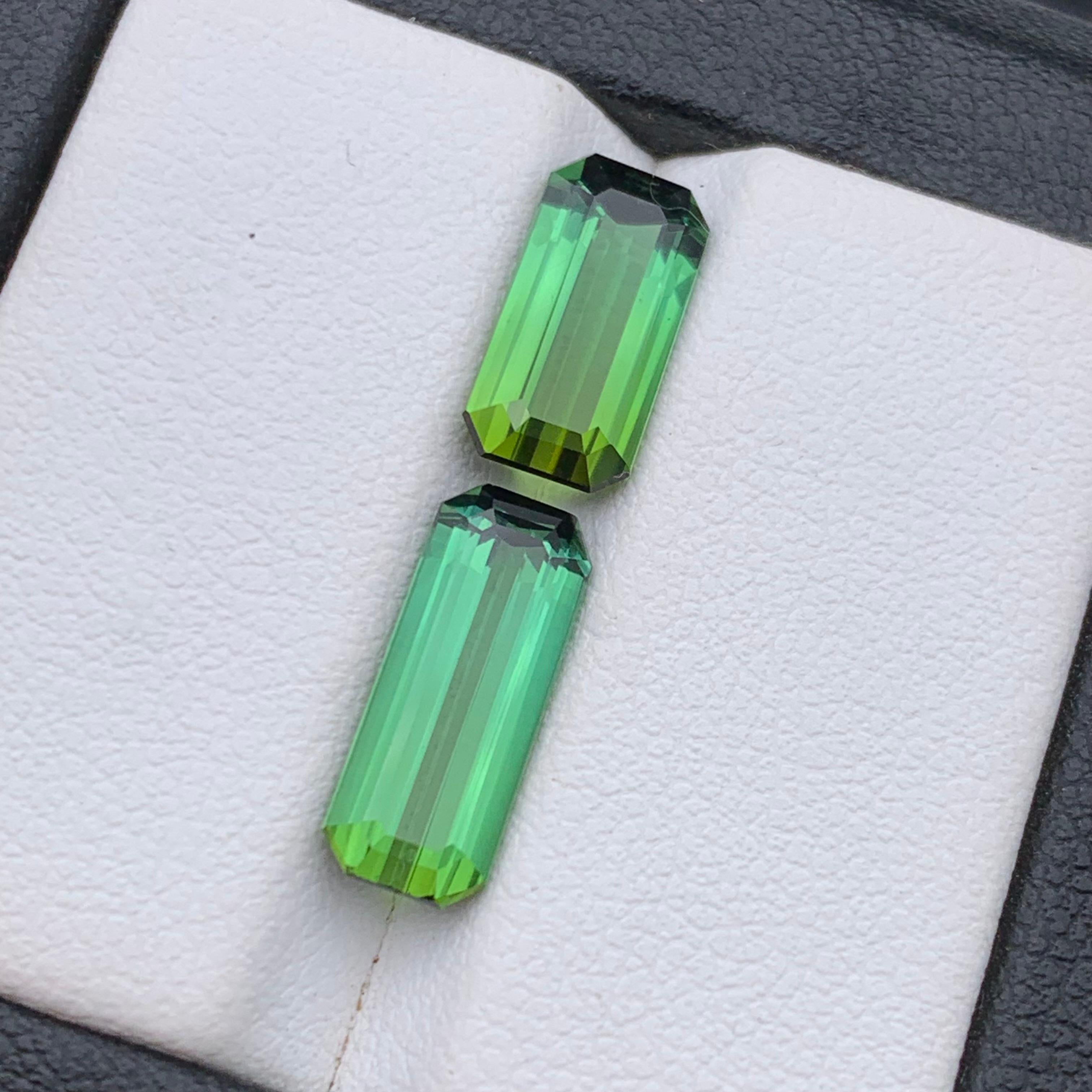 Natural Green Tourmaline Ring, Pendant Loose Gemstones 5.30 Ct Emerald Cut-Jewel For Sale 3