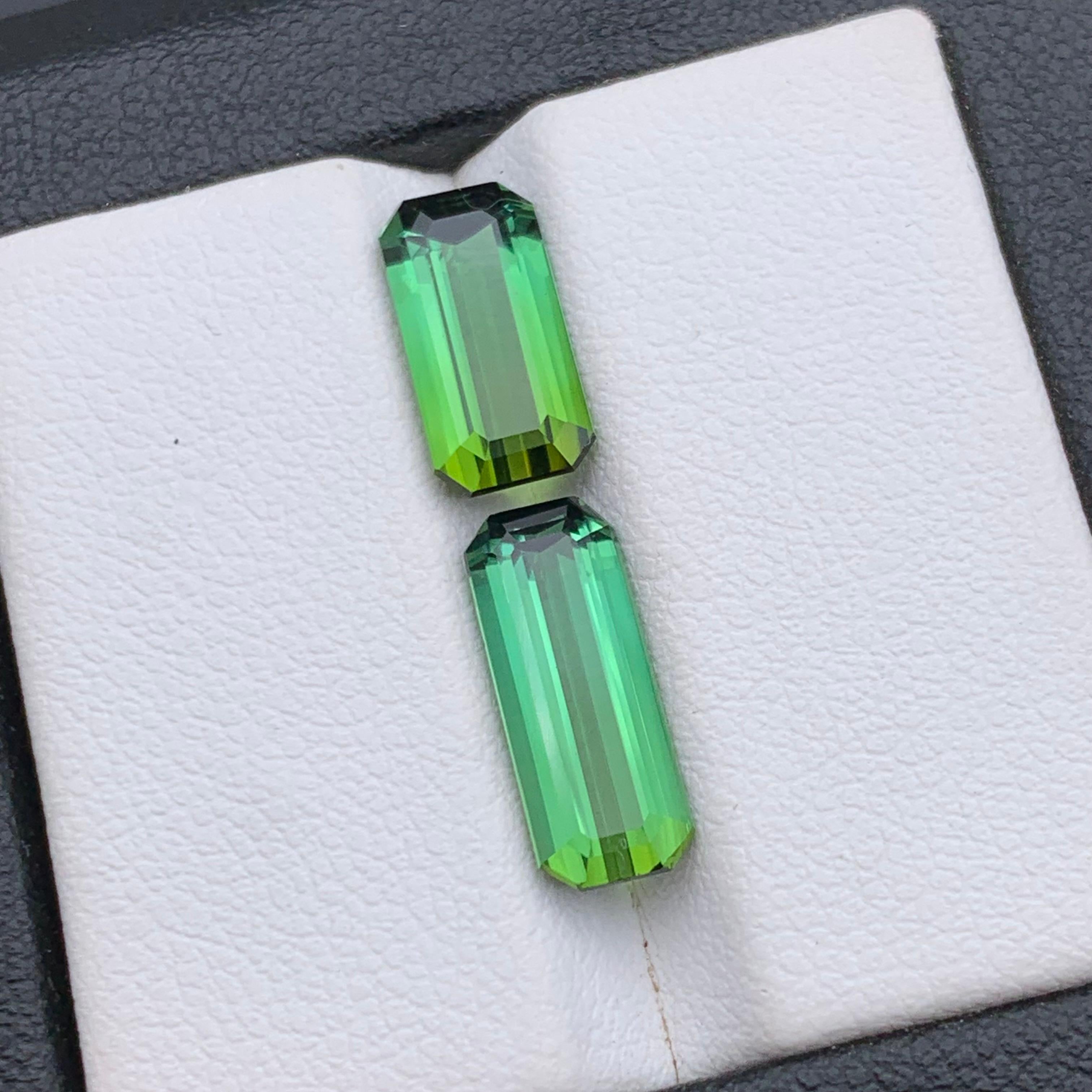 Natural Green Tourmaline Ring, Pendant Loose Gemstones 5.30 Ct Emerald Cut-Jewel For Sale 4