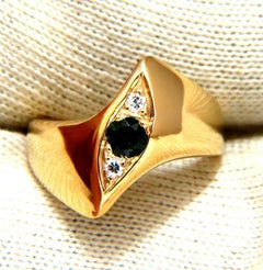 Natural Green Tsavorite Garnet and Diamonds Ring 14 Karat*
