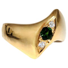 Natural Green Tsavorite Garnet and Diamonds Ring 14 Karat*