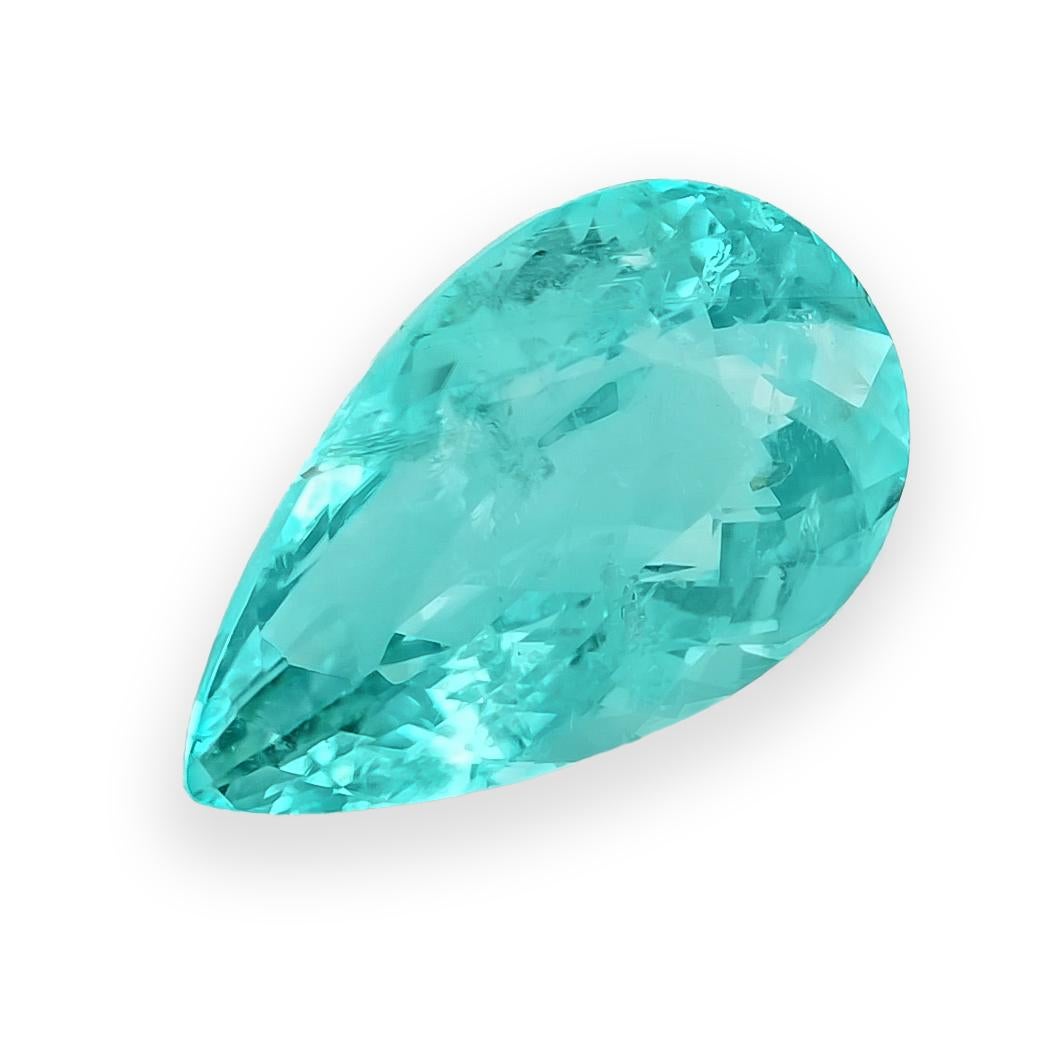 Natural Greenish Blue Brazilian Paraiba Tourmaline Stone 1.37 cts/GUBELIN Report In New Condition For Sale In Los Angeles, CA