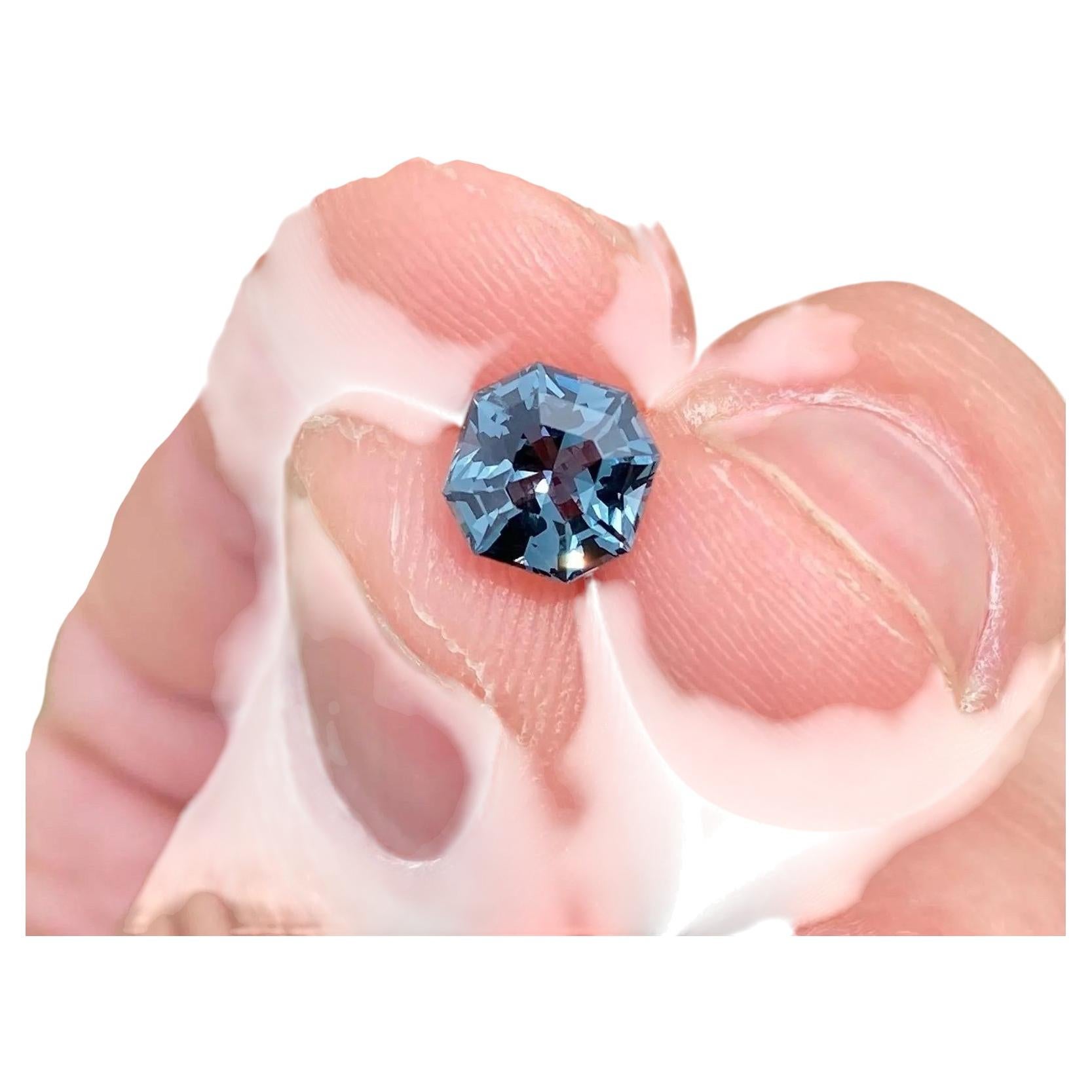 Natural Grey-blue Spinel loose gemstone 2.09 ct., High quality, Octagon cut
