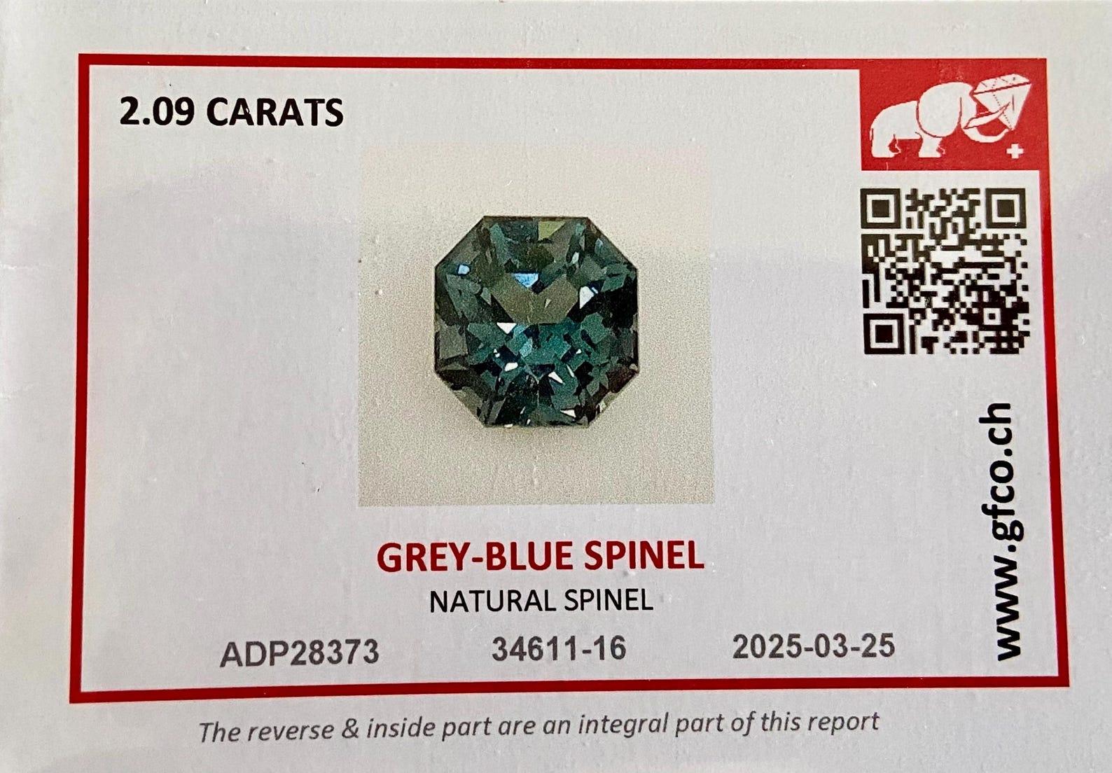 Natürlicher grau-blauer Spinell lose Edelstein 2,09 ct. Hochwertiges, Achteck, Tansania (Kissenschliff) im Angebot