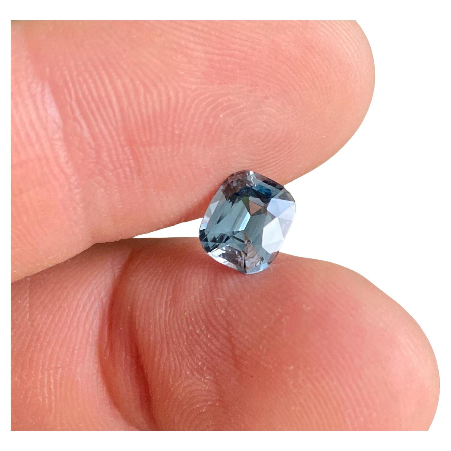 Natural Grey-Blue Spinel loose gemstone 2.19 ct. High quality, Cushion, Tanzania