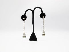 Natural Grey Color South Sea Pearl Diamond Earrings