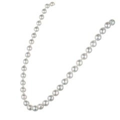 Natural Grey Japanese Akoya Cultured Pearl Gold Necklace