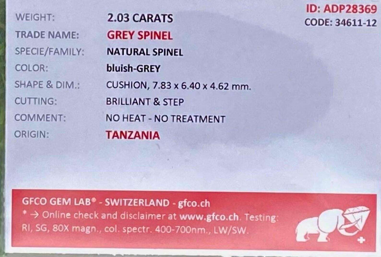 Pierre précieuse non sertie de 2,03 carats, de haute qualité, taille coussin, Tanzanie en vente 3