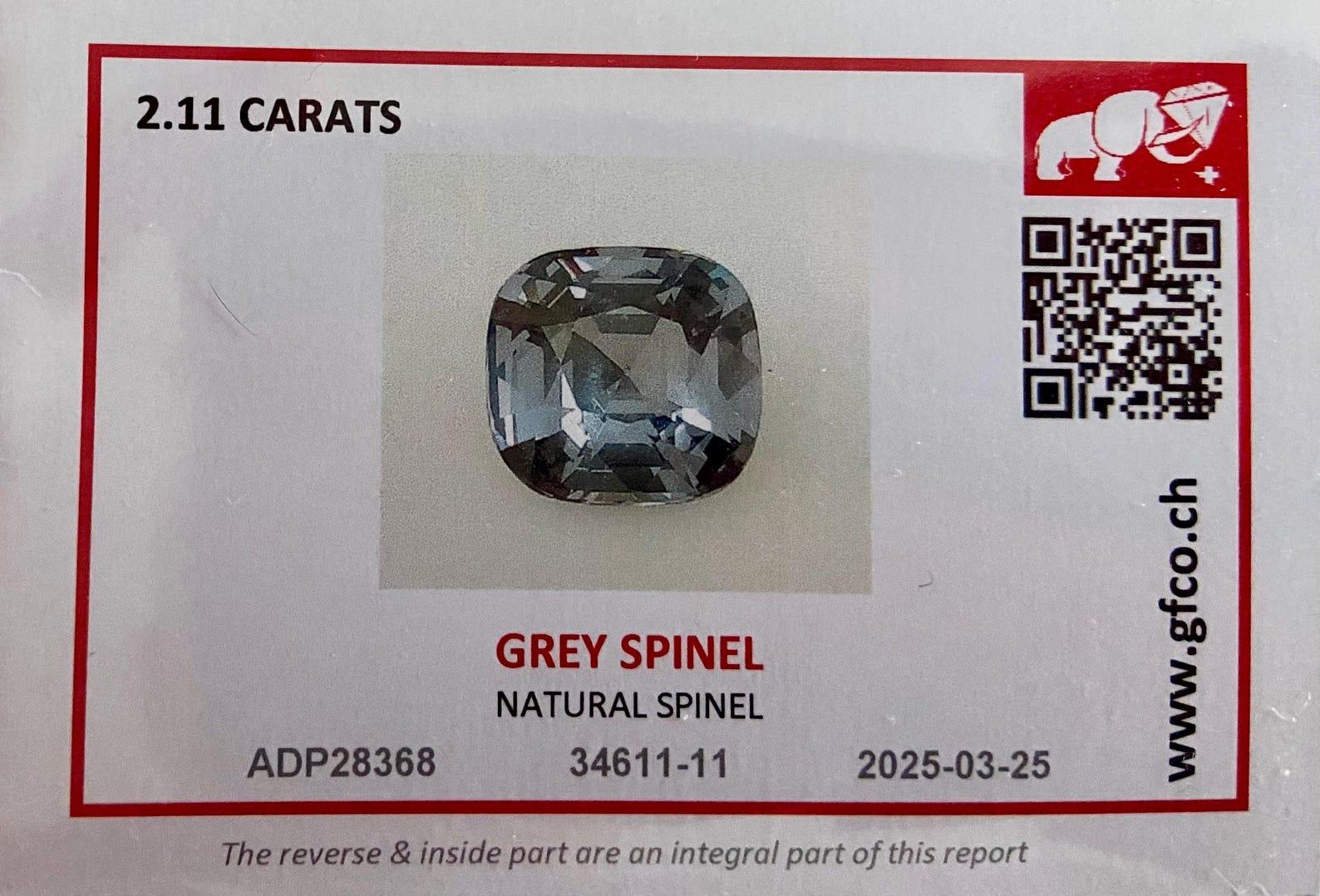 Natürlicher grauer Spinell, loser Edelstein 2.11 Karat, hohe Qualität, Kissenschliff, Tansania im Angebot 6