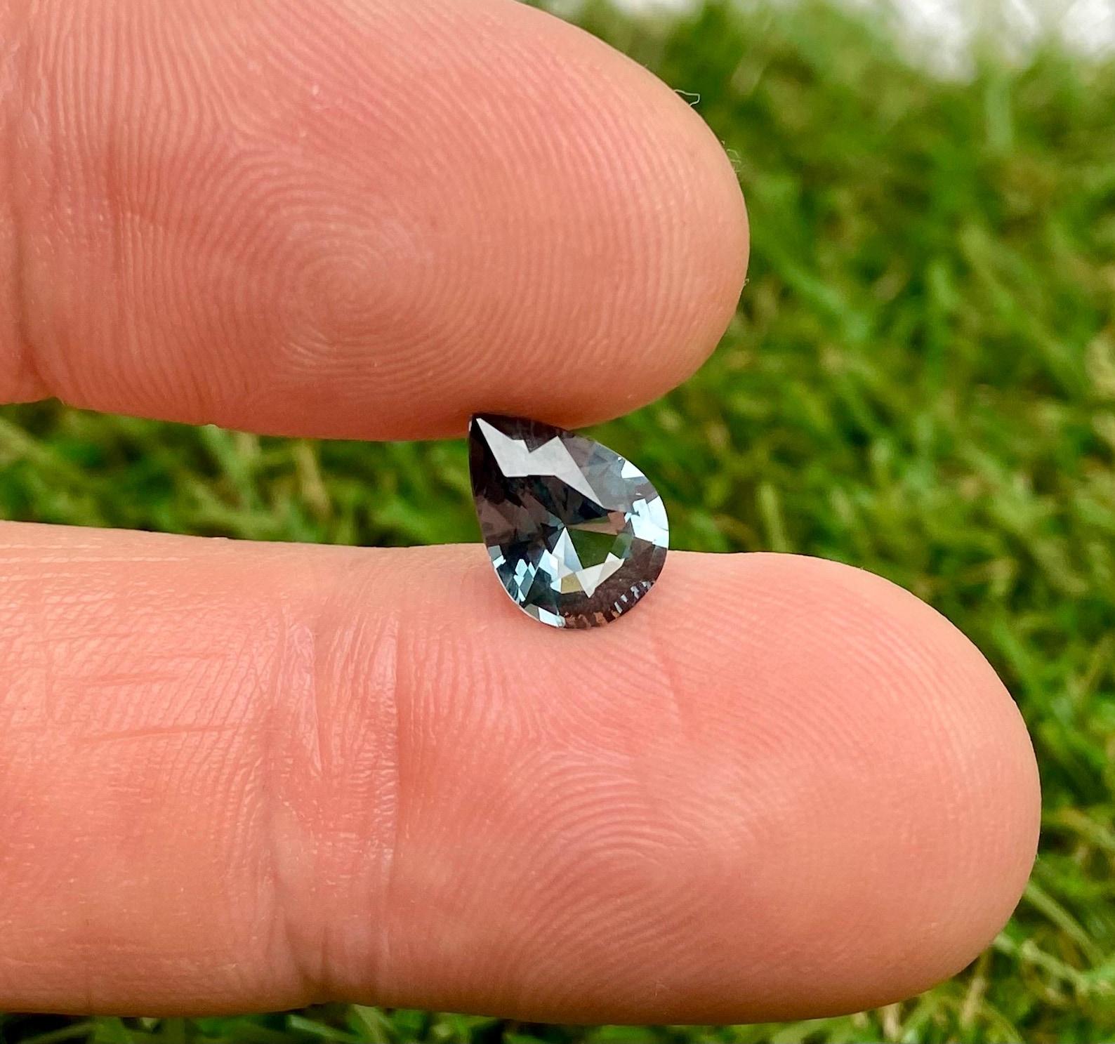 Pear Cut Natural Greyish-Blue Spinel loose gemstone 2.09 ct., High quality, Pear cut For Sale