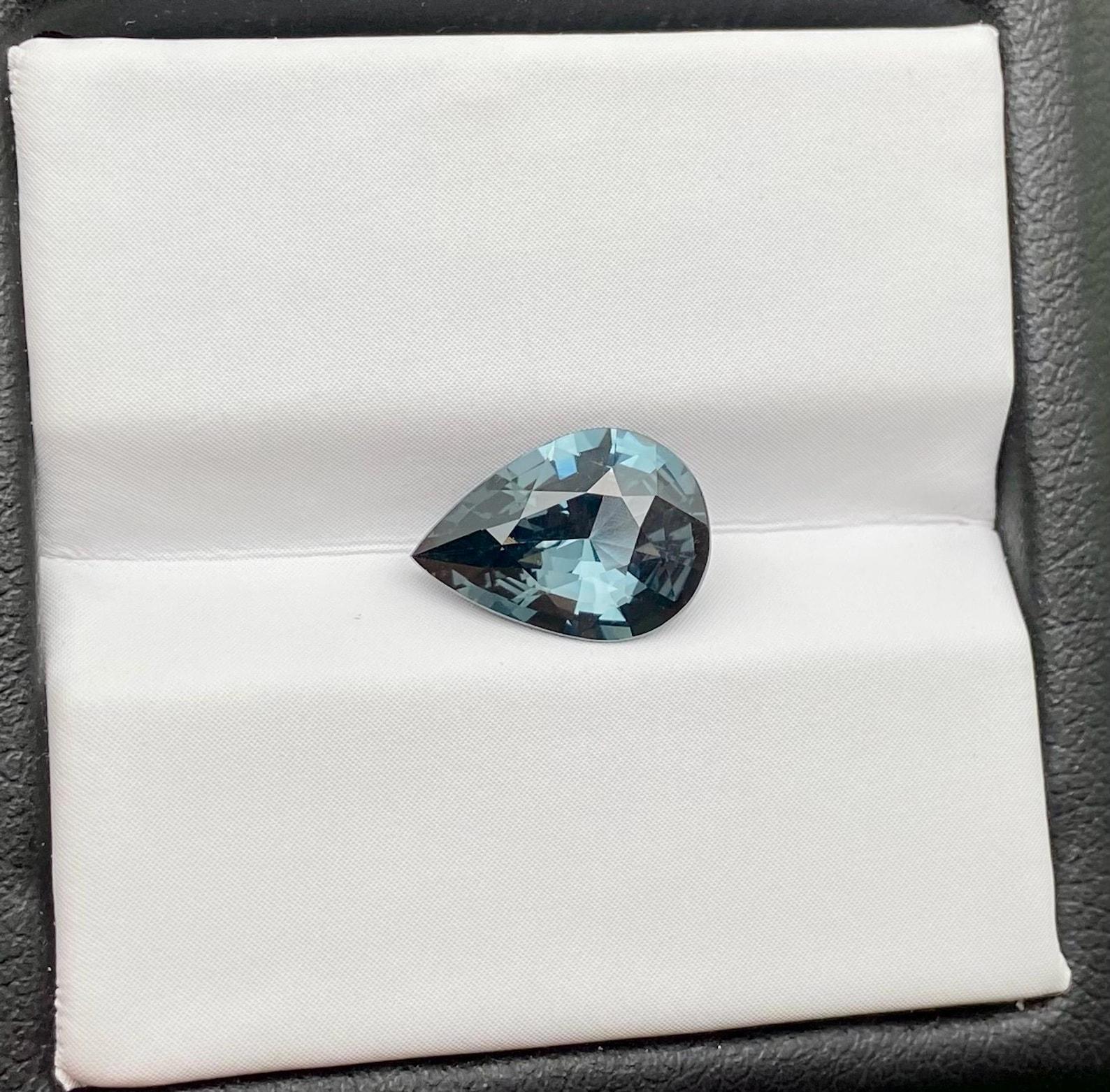 Natural Greyish-Blue Spinel loose gemstone 2.09 ct., High quality, Pear cut In New Condition For Sale In Daugavpils, LV
