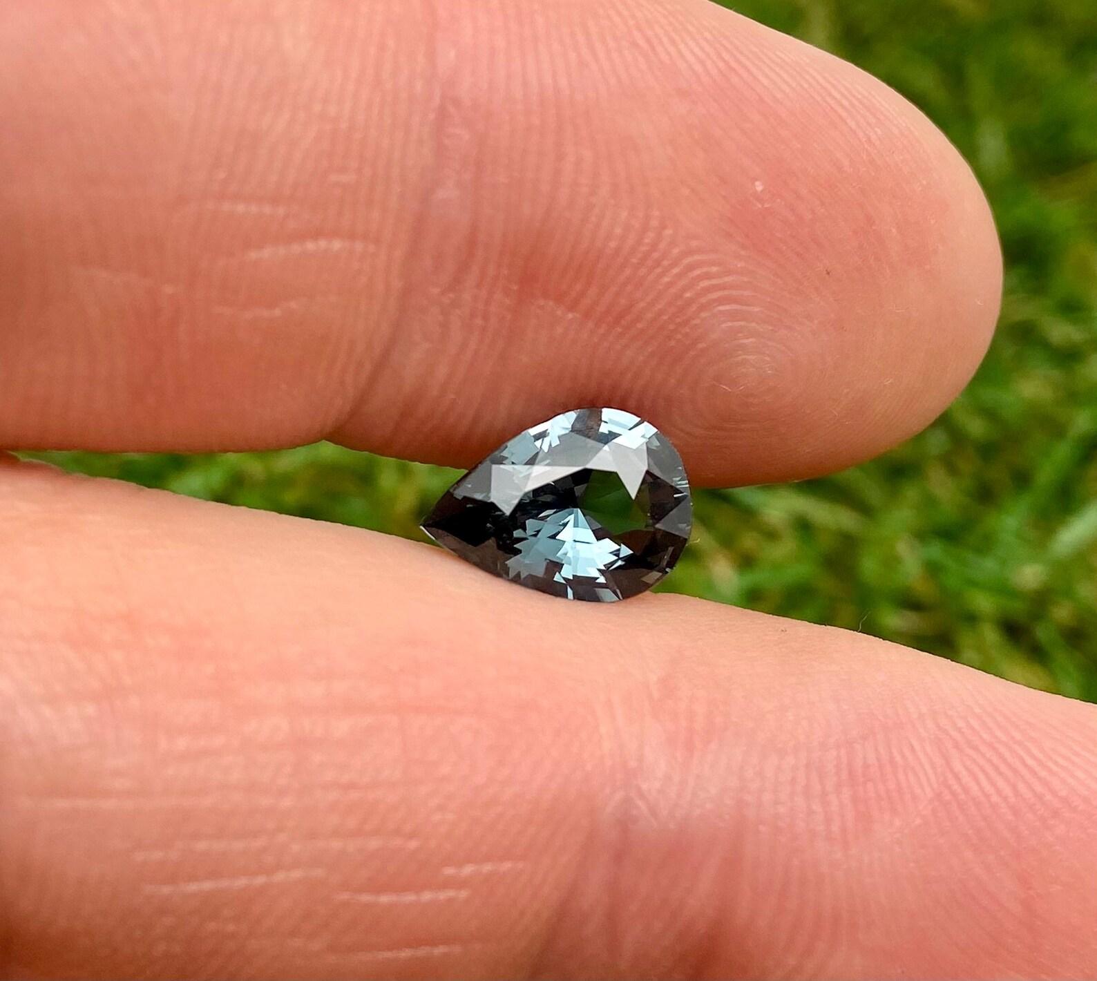 Natural Greyish-Blue Spinel loose gemstone 2.09 ct., High quality, Pear cut For Sale 1