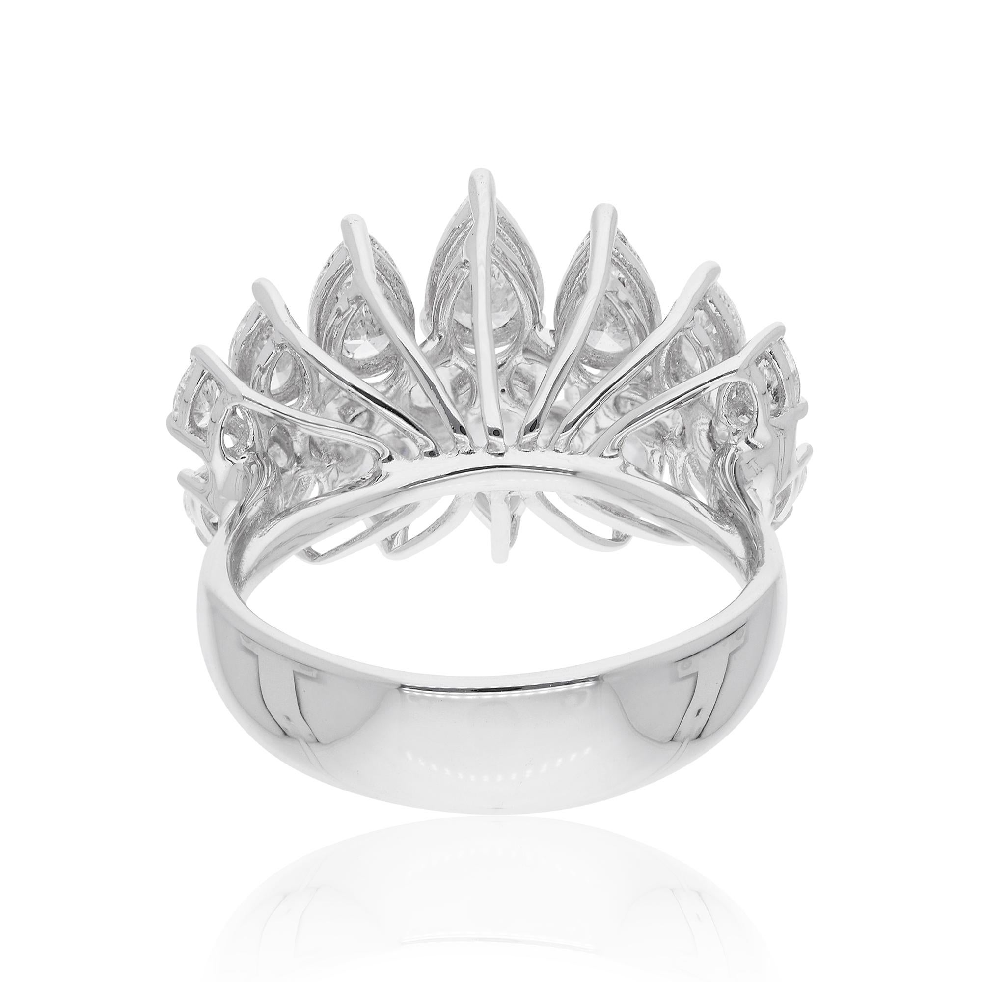 Natural H/SI Pear Diamond Cluster Ring 14 Karat White Gold Fine Jewelry 2.36 Ct. In New Condition For Sale In Diera, Dubai