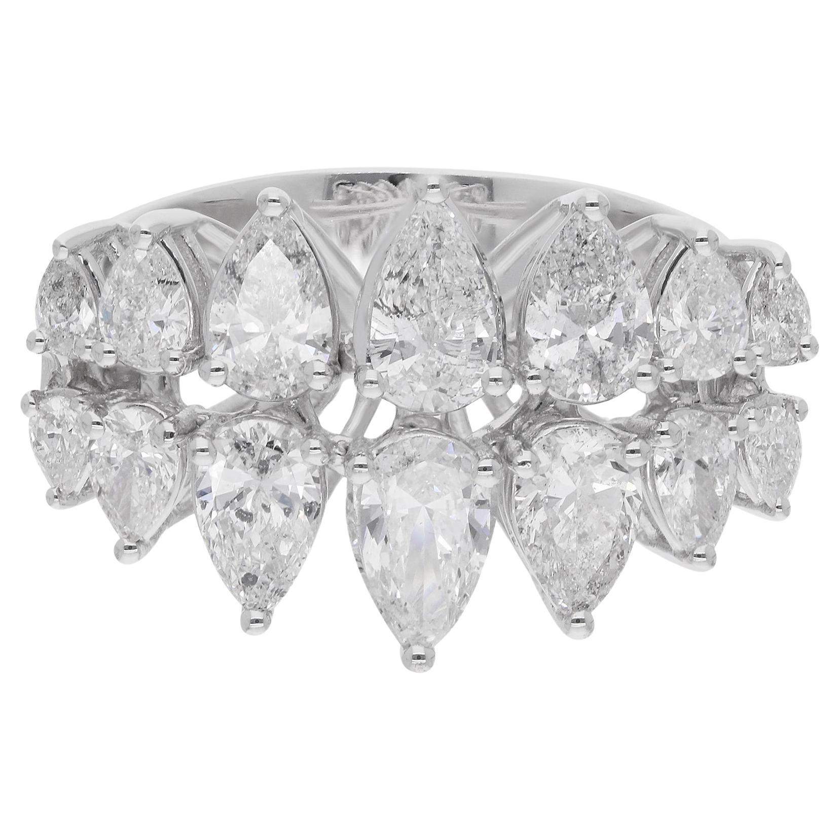 Natural H/SI Pear Diamond Cluster Ring 14 Karat White Gold Fine Jewelry 2.36 Ct. For Sale