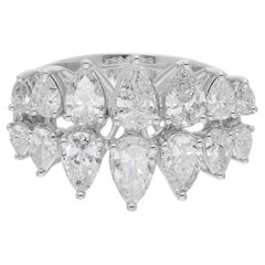 Natural H/SI Pear Diamond Cluster Ring 14 Karat White Gold Fine Jewelry 2.36 Ct.