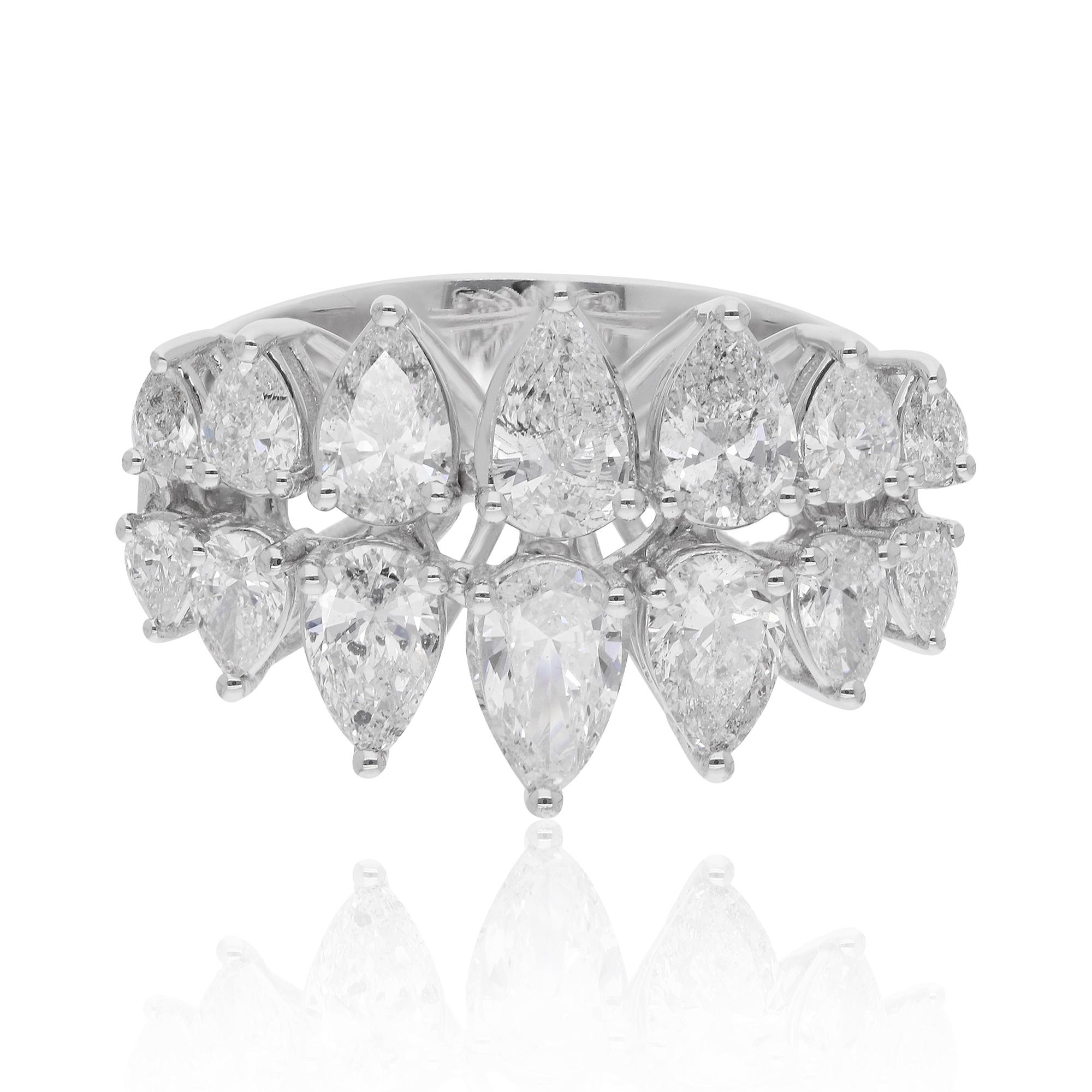 Natural H/SI Pear Diamond Cluster Ring 14 Karat White Gold Fine Jewelry 2.36 Ct.