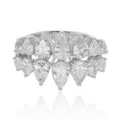 Natural H/SI Pear Diamond Cluster Ring 14 Karat White Gold Fine Jewelry 2.36 Ct.
