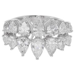 Natural H/SI Pear Diamond Cluster Ring 18 Karat White Gold Fine Jewelry 2.36 Ct.