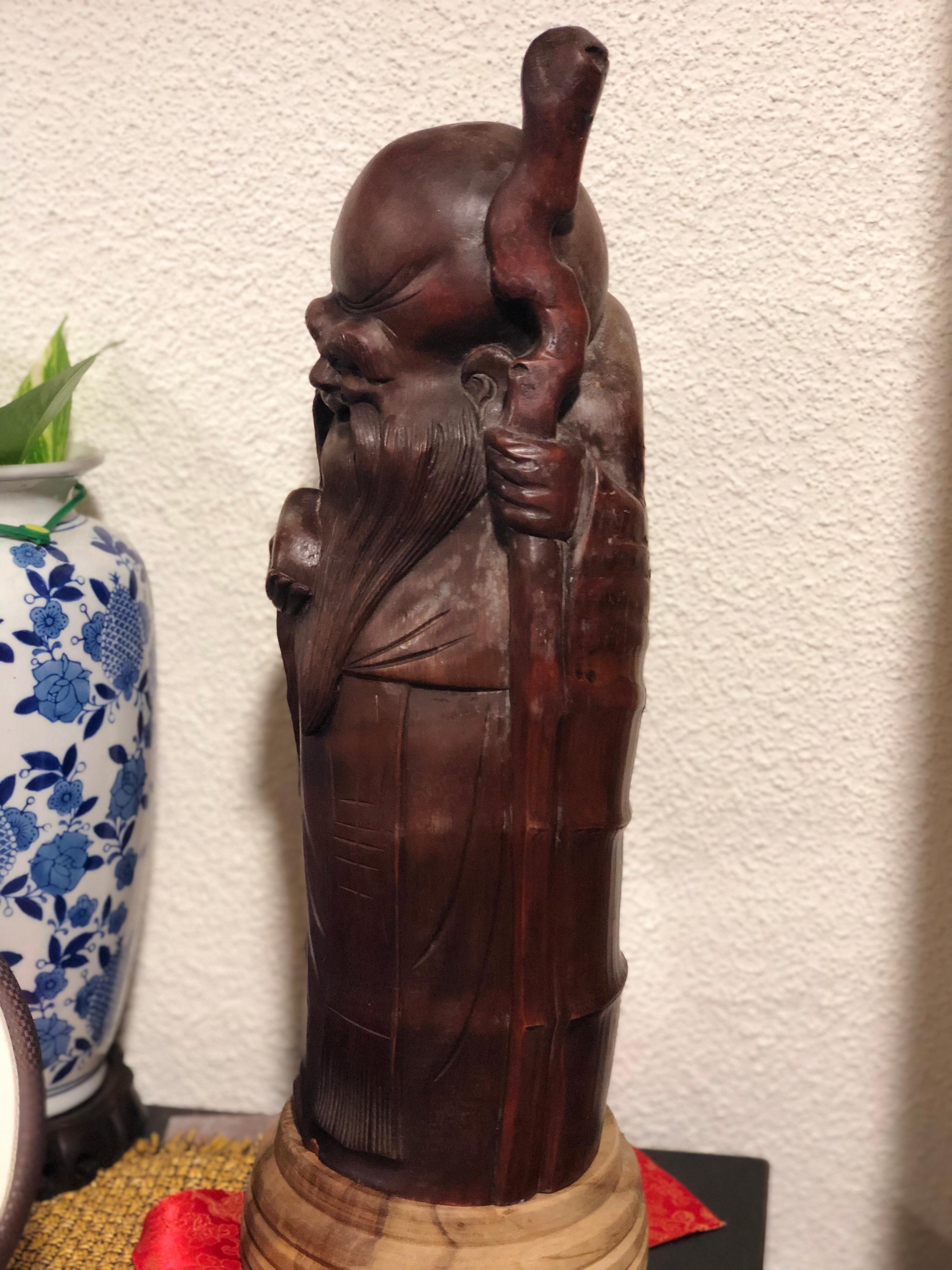 Early 20th Century Natural Hand Carved Bamboo 'Fortune Man', China