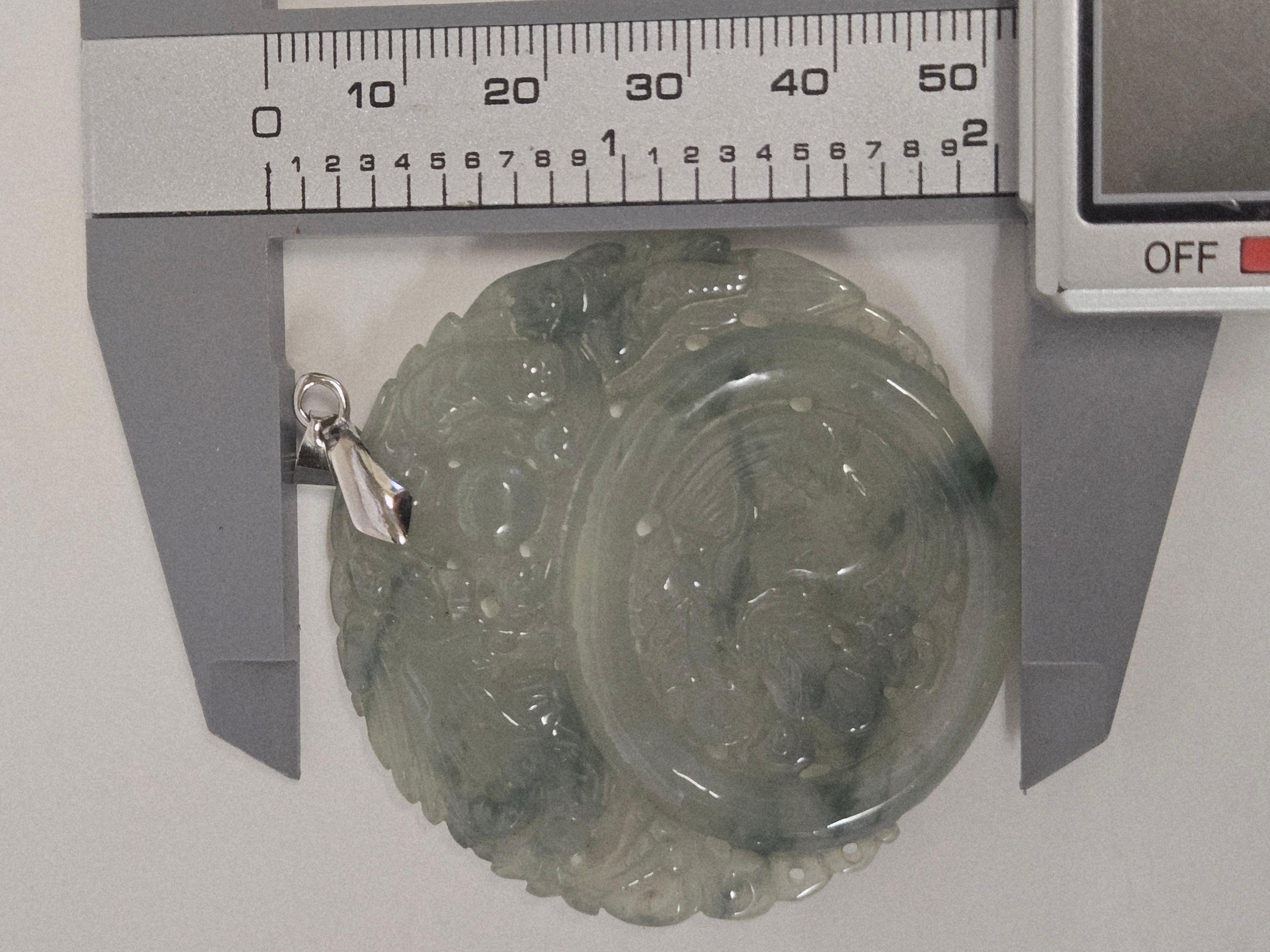 Ciondolo Talismano della Fenice e del Drago in giadeite naturale scolpita a mano in vendita 5