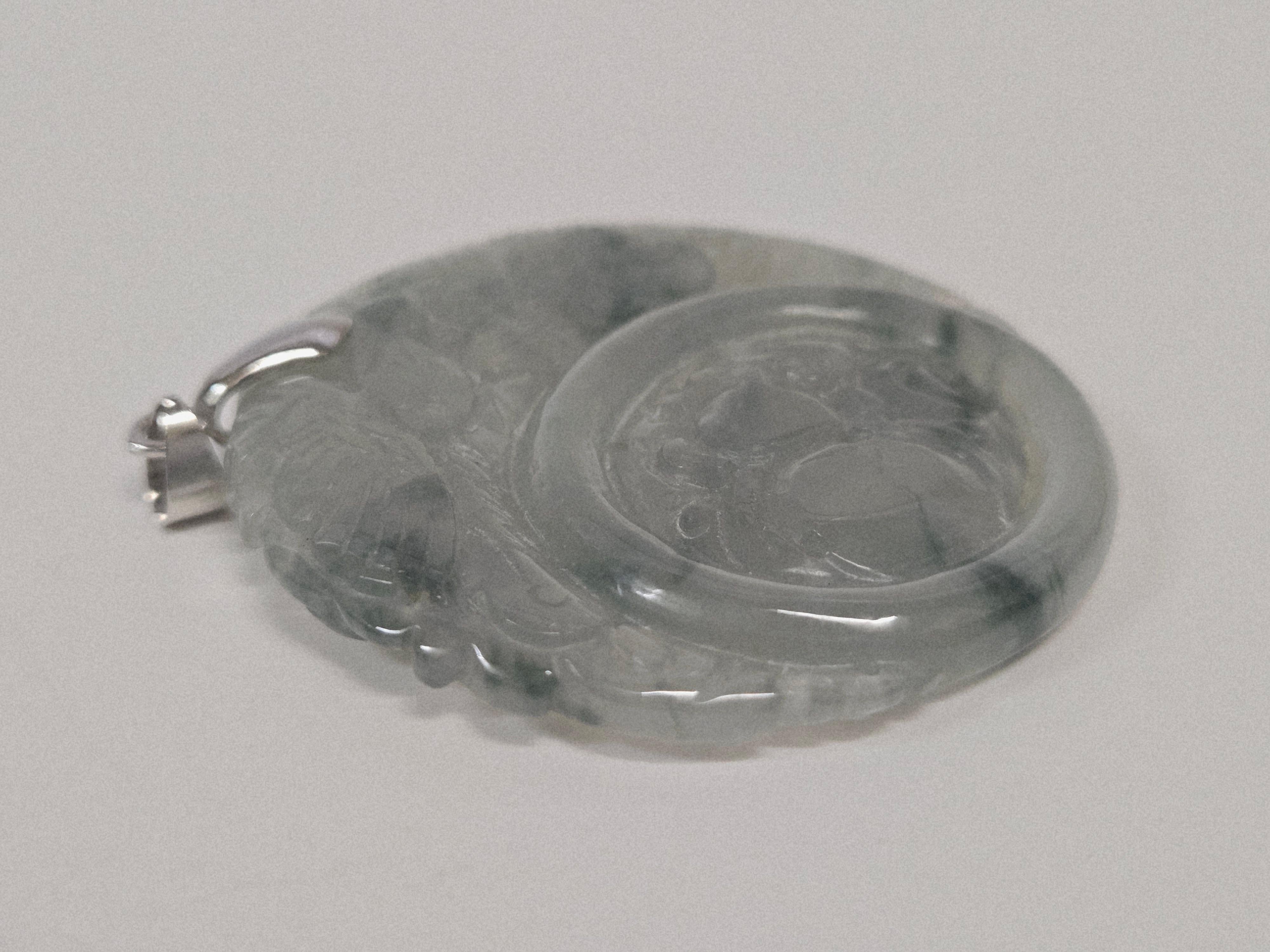 Ciondolo Talismano della Fenice e del Drago in giadeite naturale scolpita a mano in vendita 6