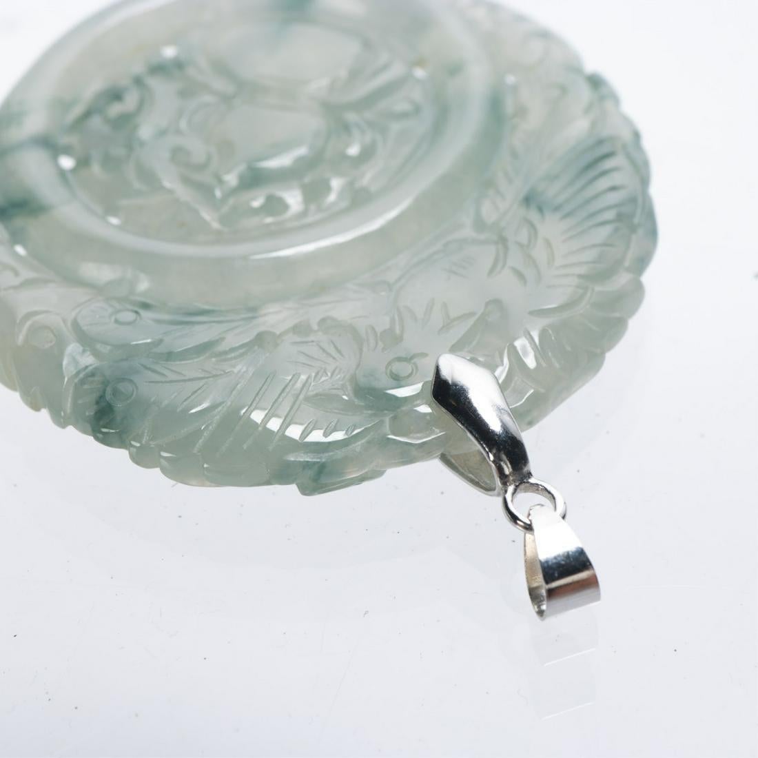 Ciondolo Talismano della Fenice e del Drago in giadeite naturale scolpita a mano in vendita 2