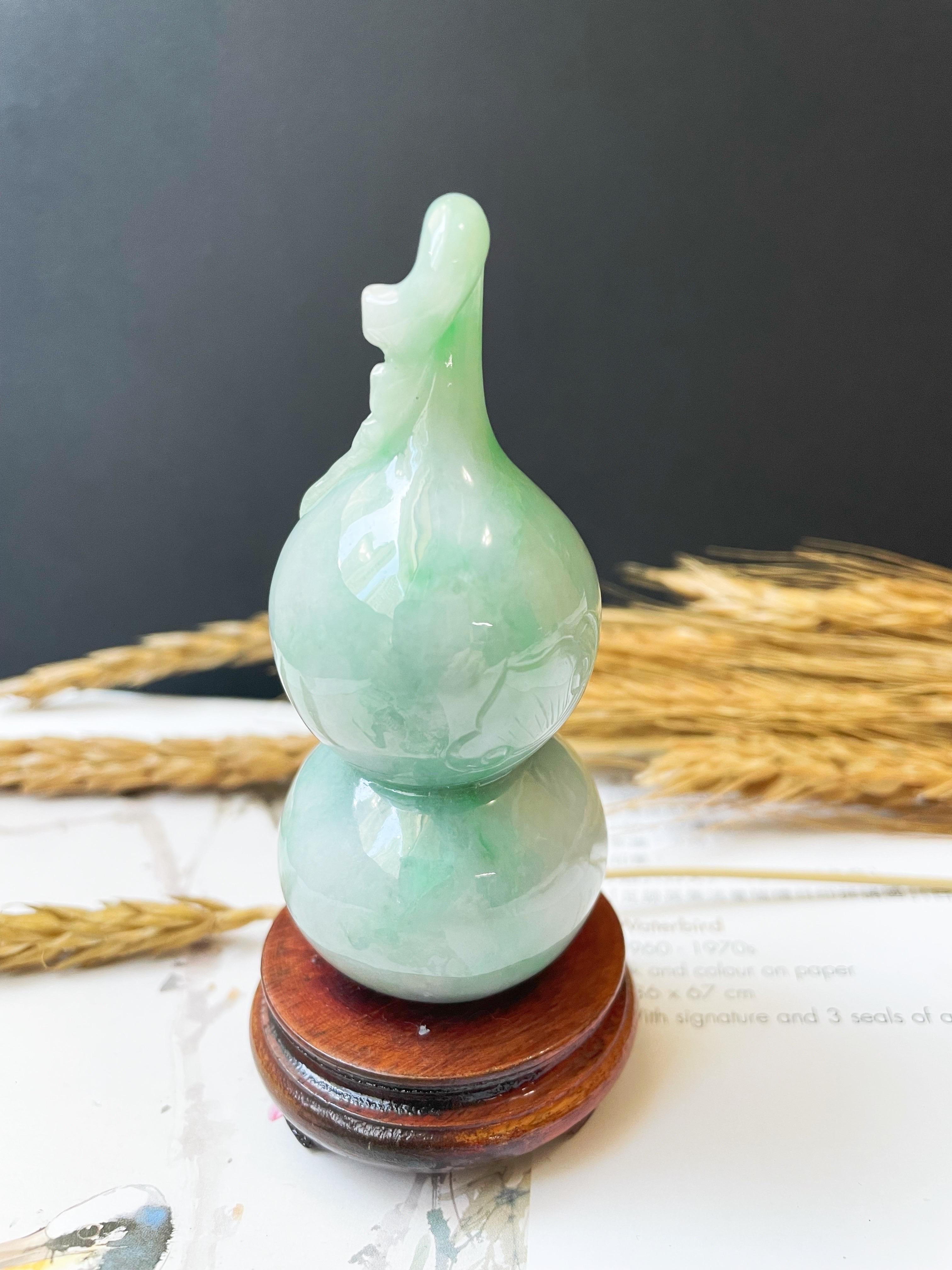 Jadeite naturelle artisanale Calabash Hulu vert pomme Neuf - En vente à Kowloon, HK