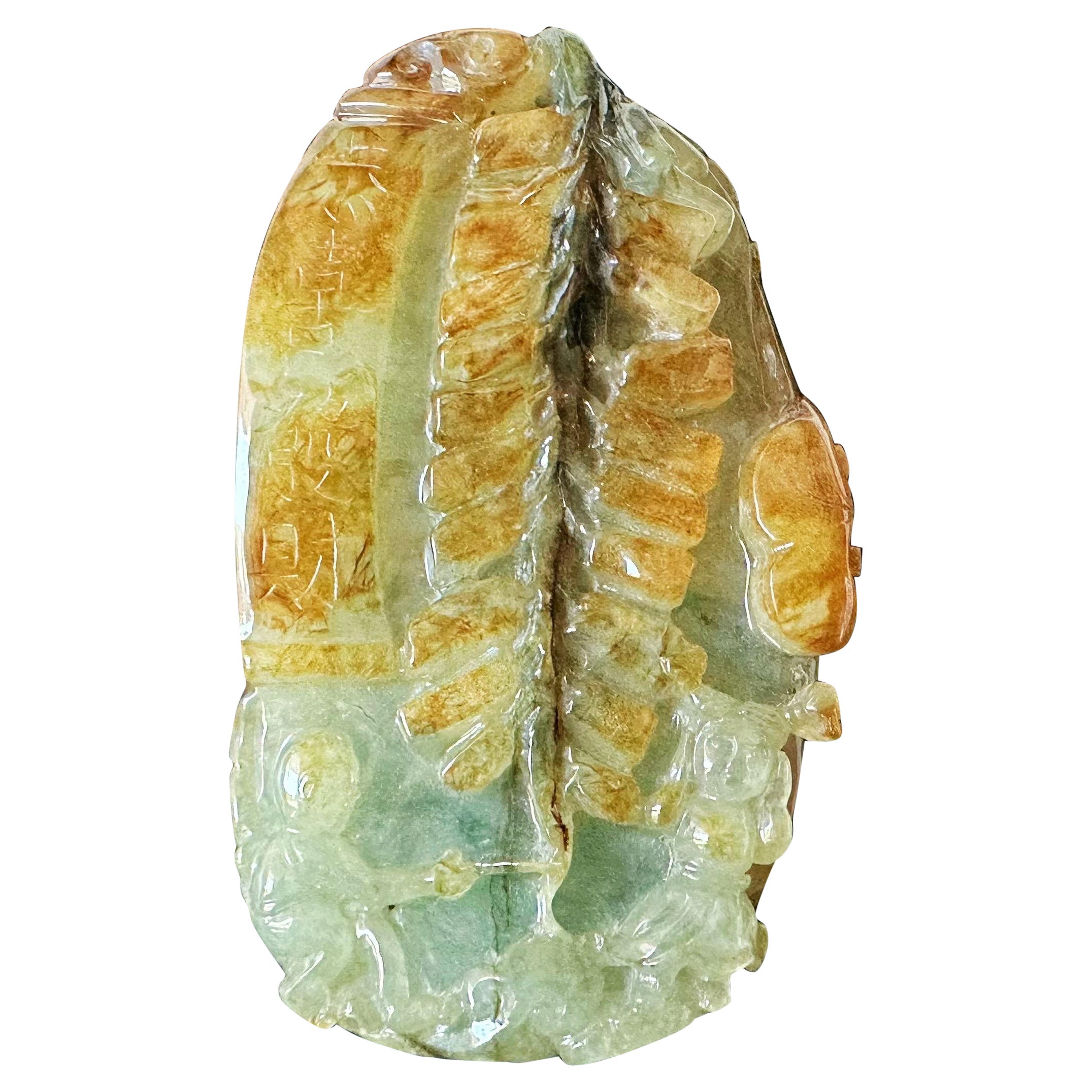 Pendentif en jade naturel fait à la main, deux enfants jouant avec des pétards