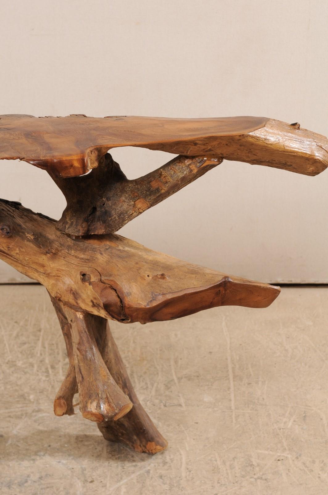 Natural Hardwood Teak Root Console or Sofa Table 3