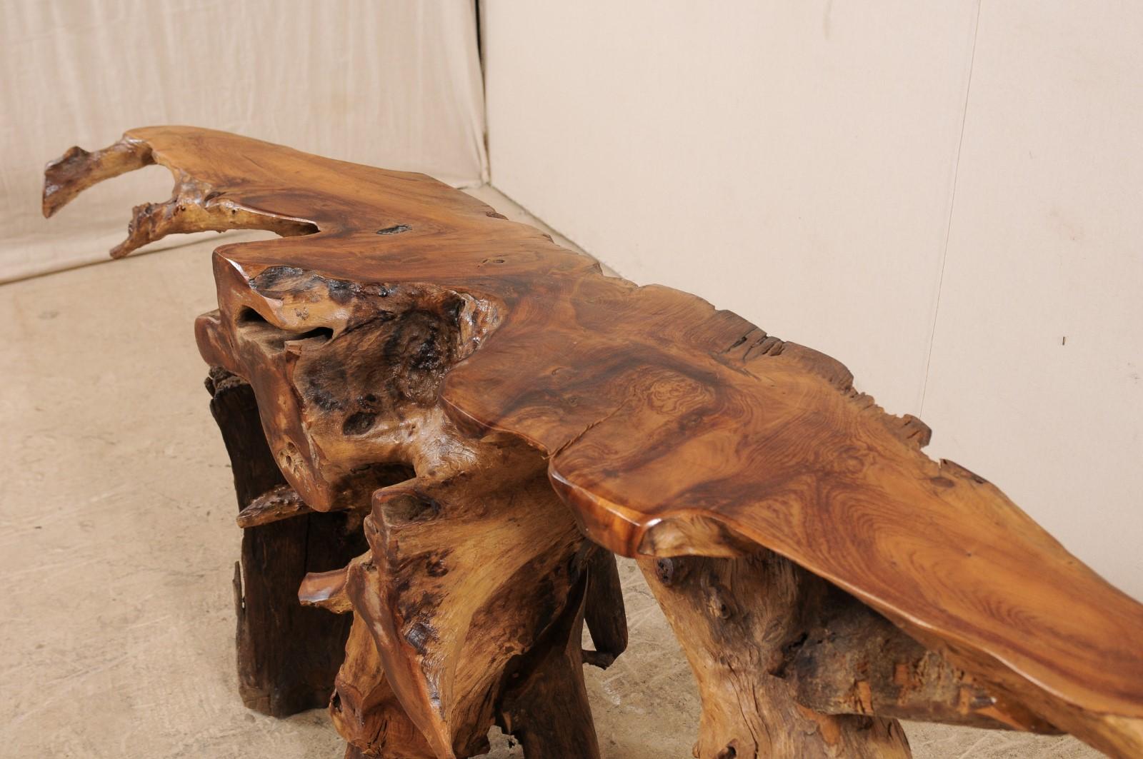 Natural Hardwood Teak Root Console or Sofa Table 1