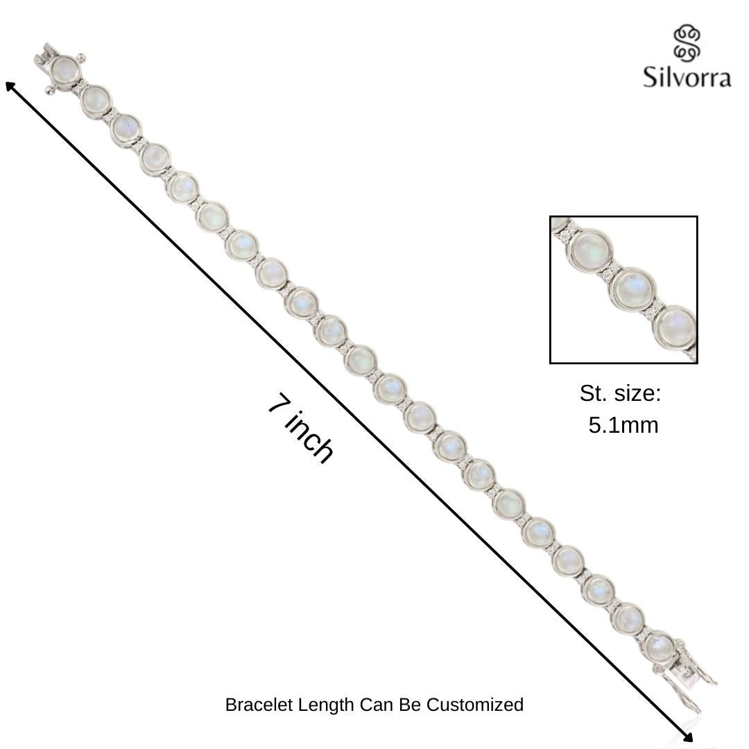 Pulsera de Tenis de Piedra Lunar Arcoiris Curativa Natural con Circón de Plata 925 en venta 4