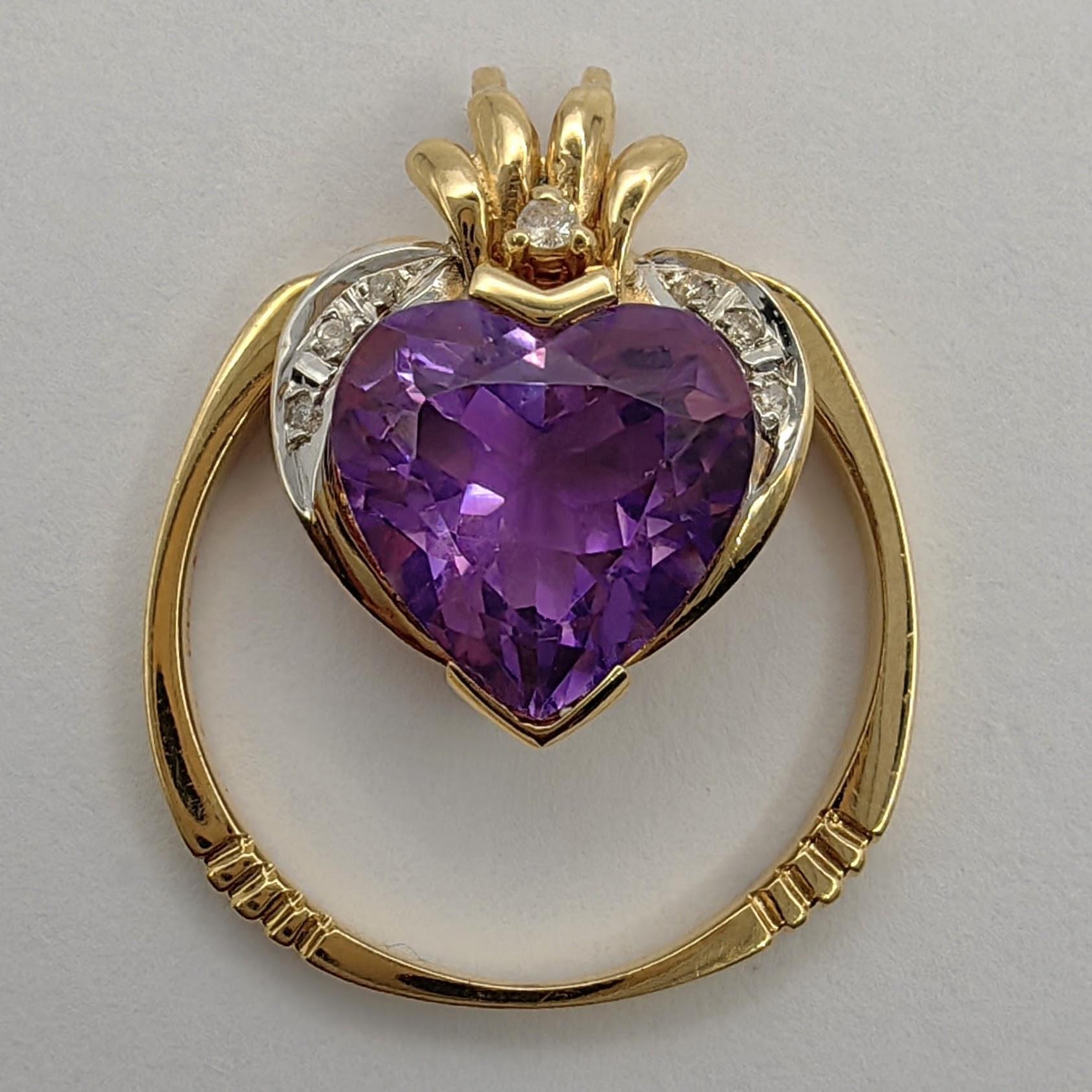 Introducing our exquisite Natural Heart-cut Amethyst Diamond Two-Tone Ring & Pendant in 14K Gold, a versatile and captivating piece that combines the charm of a ring with the versatility of a pendant.

At the heart of this elegant creation lies a
