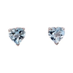 Natural Heart Cut Aquamarine Earrings 14k Gold 2.7 TCW Certified