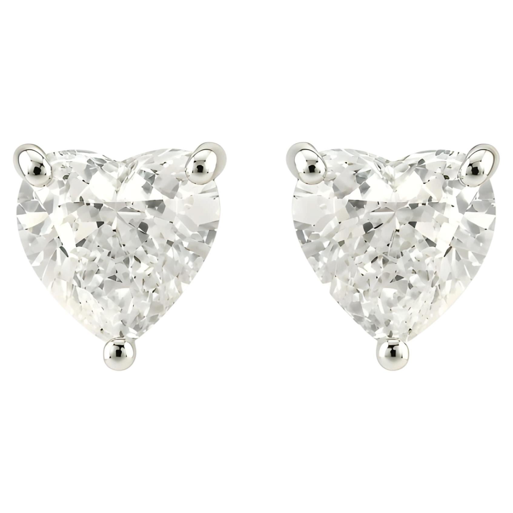 Pendientes de oro blanco de 18 quilates con diamantes naturales en forma de corazón de 1,22 quilates