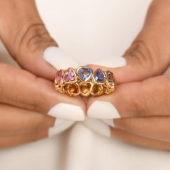 Natürliche 4,28cts Multi-Saphir Ring in 14k Gold