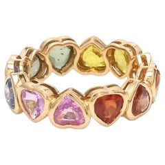 Anello con zaffiro multicolore taglio cuore Nature in oro 14k
