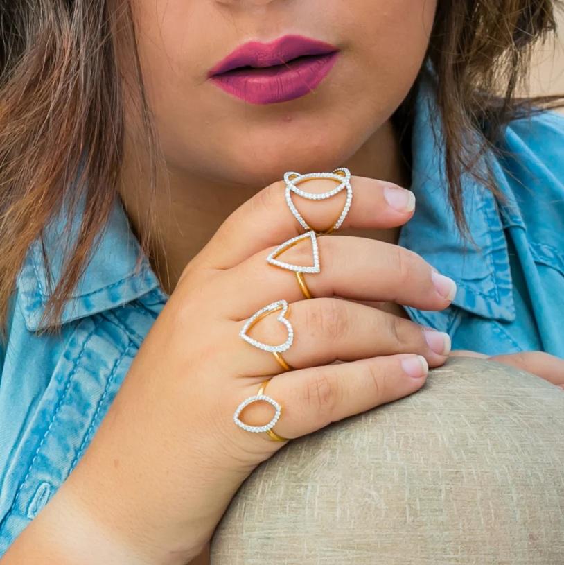 Donna Anello con diamante Nature Heart in oro 14K in vendita