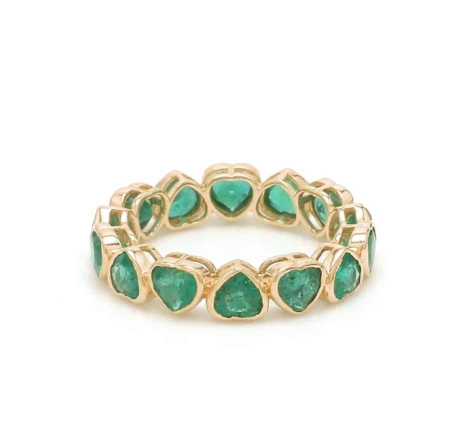 Bague en or 18k avec émeraude en forme de coeur naturel Pour femmes en vente