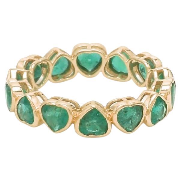 Natürliches Herz Smaragd Band Ring 18k Gold