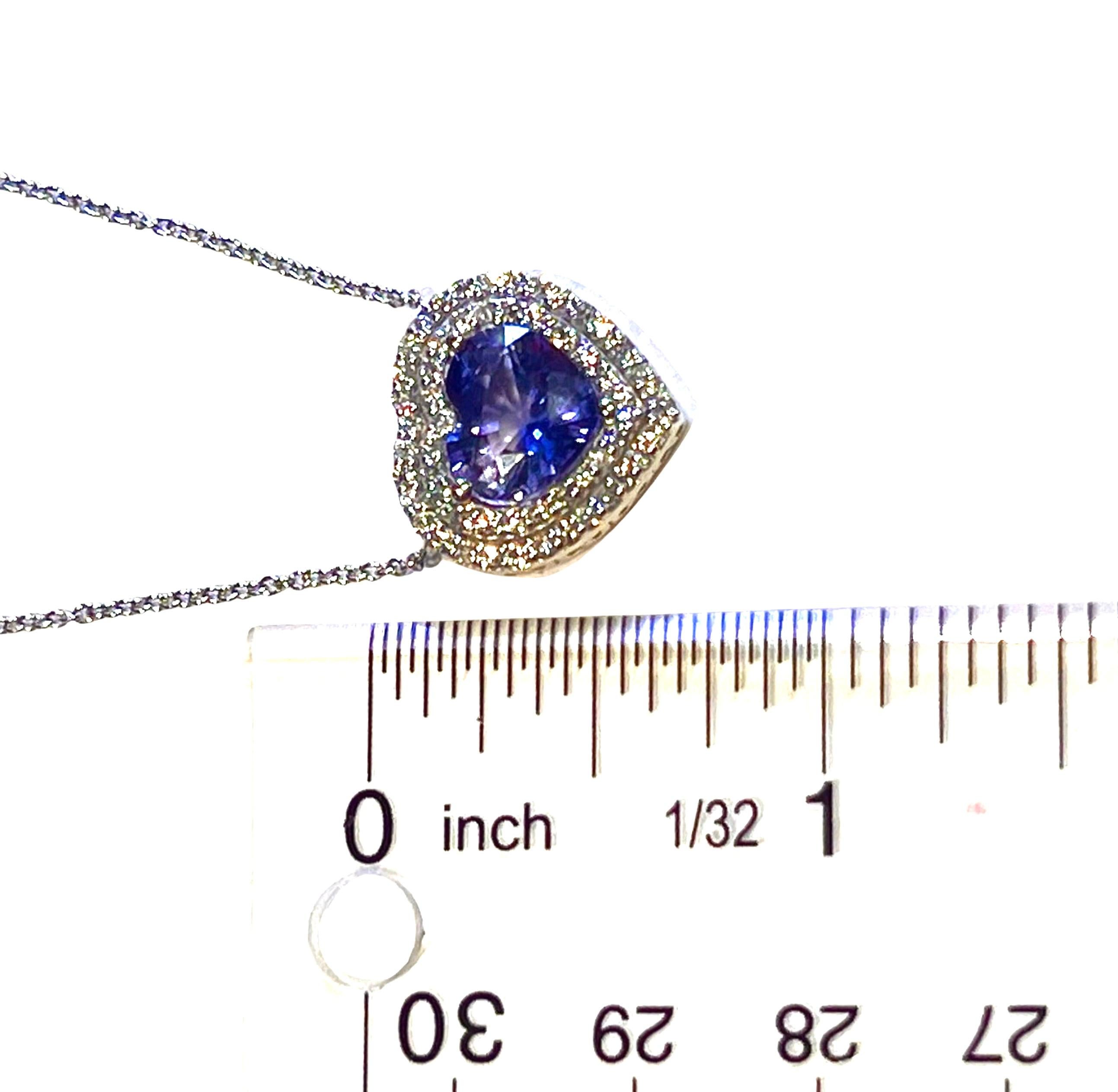 Natural Heart Sapphire Diamond Pendant 18