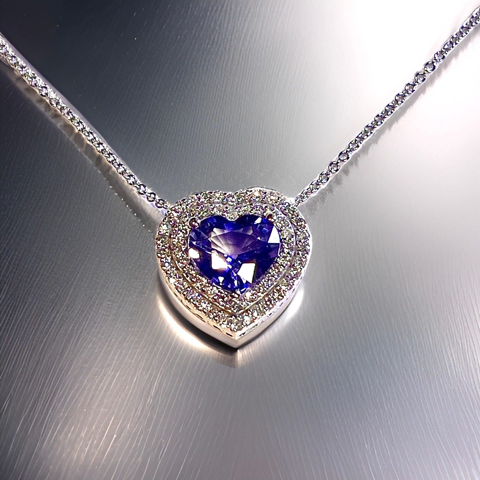 Natural Heart Sapphire Diamond Pendant 18