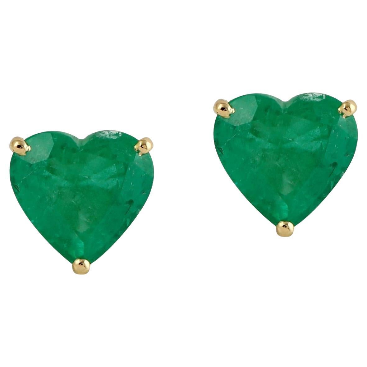 The Mini Heart Earrings - Emerald