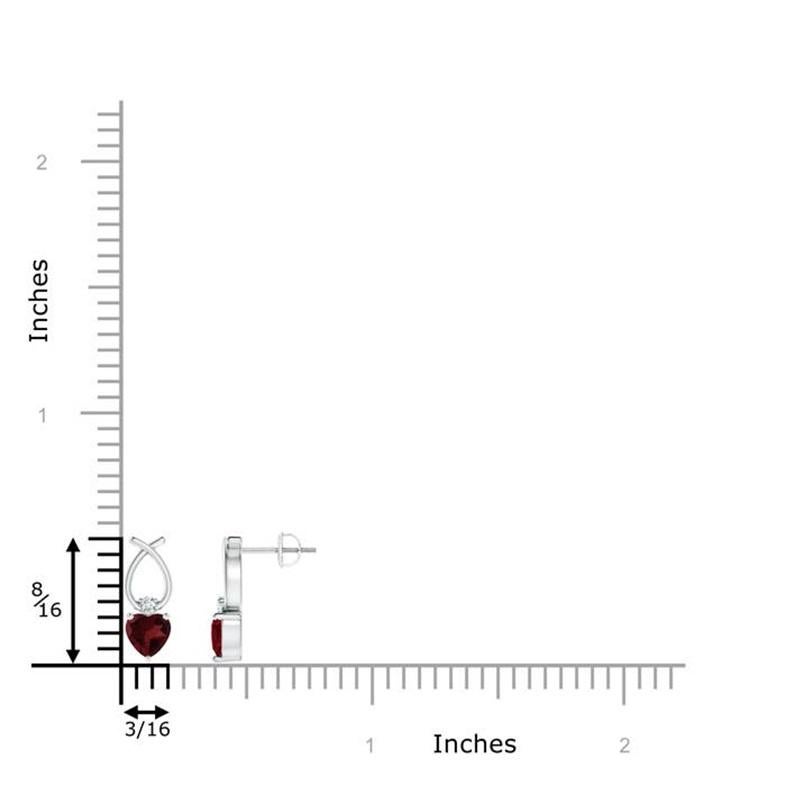 Diese Solitär-Granat-Tropfenohrringe sind mit einem Hauch von Exquisitität in Platin gestaltet. Der herzförmige, intensiv rote Granat hängt anmutig an einer glänzenden Spirale mit einem funkelnden Diamanten in der Mitte.