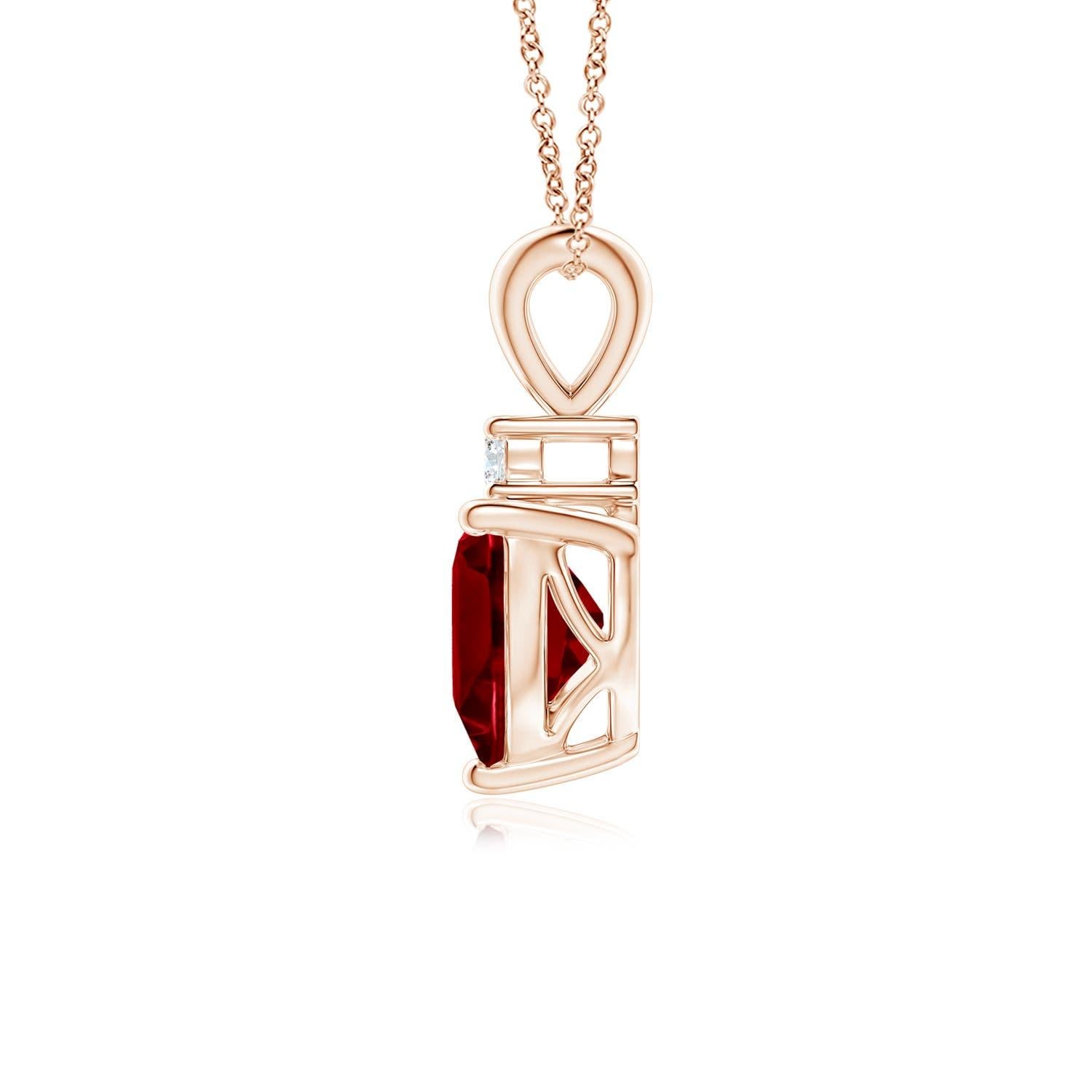 Heart Cut Natural Heart-Shaped 0.90ct Garnet Pendant with Diamond in 14ct Rose Gold For Sale
