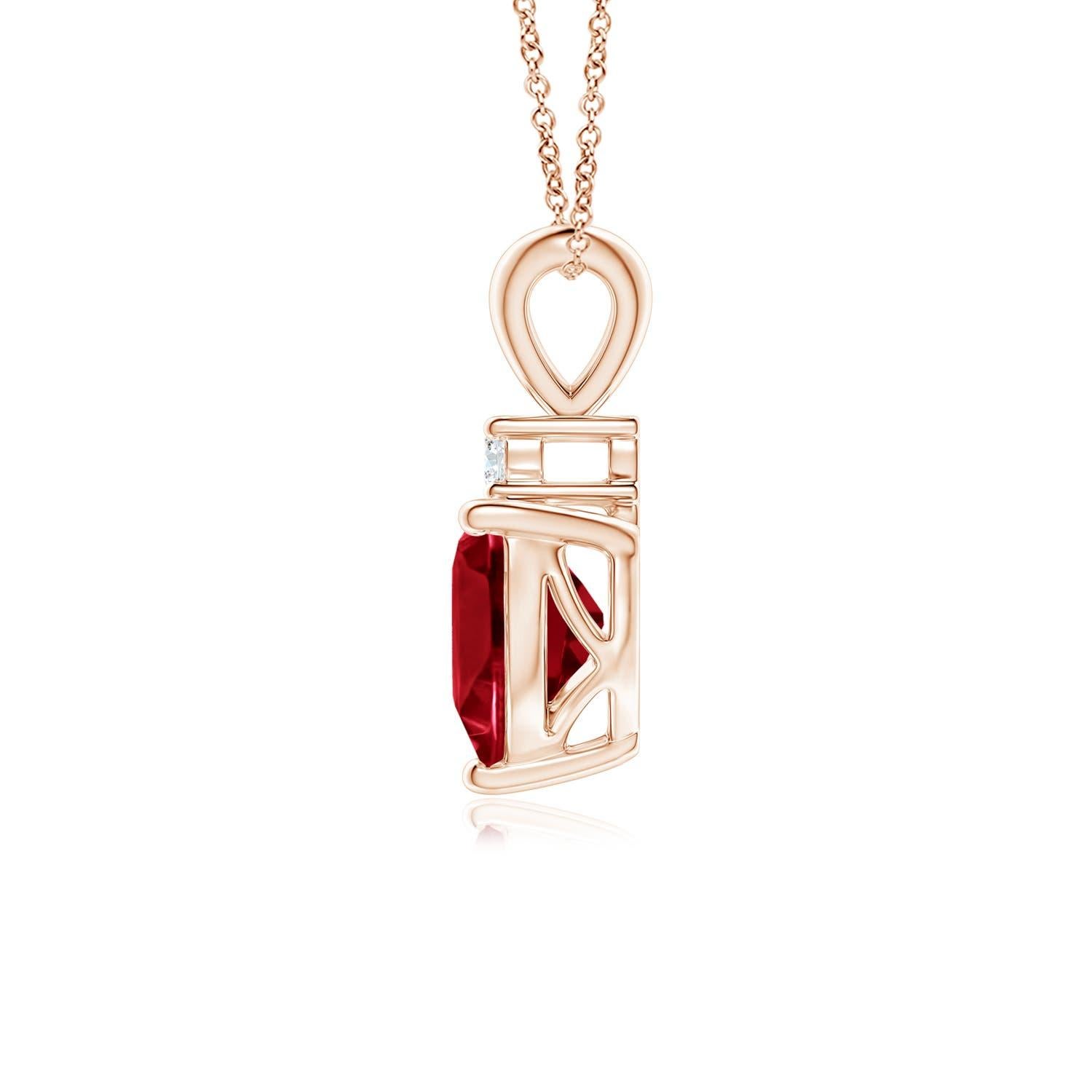 Heart Cut Natural Heart-Shaped 0.90ct Garnet Pendant with Diamond in 14ct Rose Gold For Sale