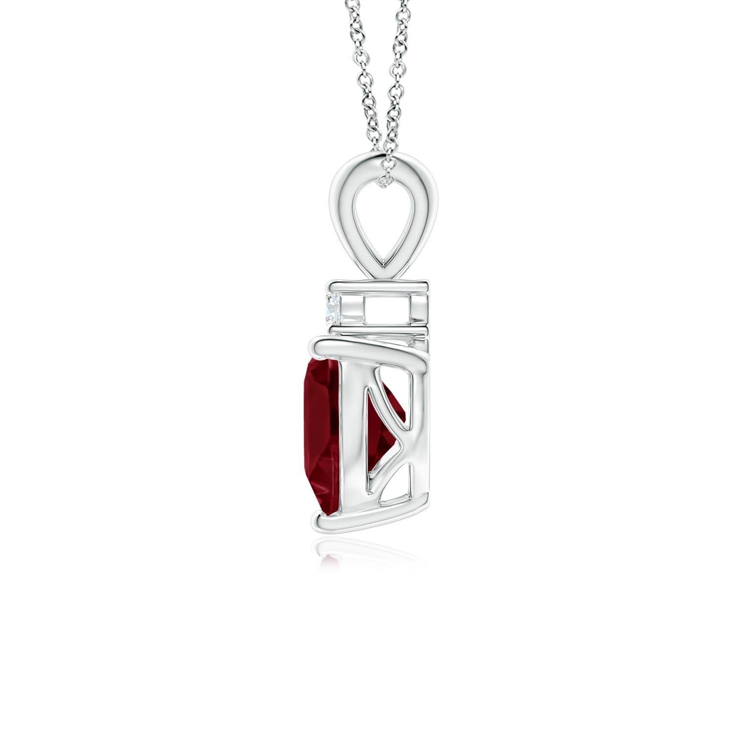 Heart Cut Natural Heart-Shaped 0.90ct Garnet Pendant with Diamond in 14ct White Gold For Sale