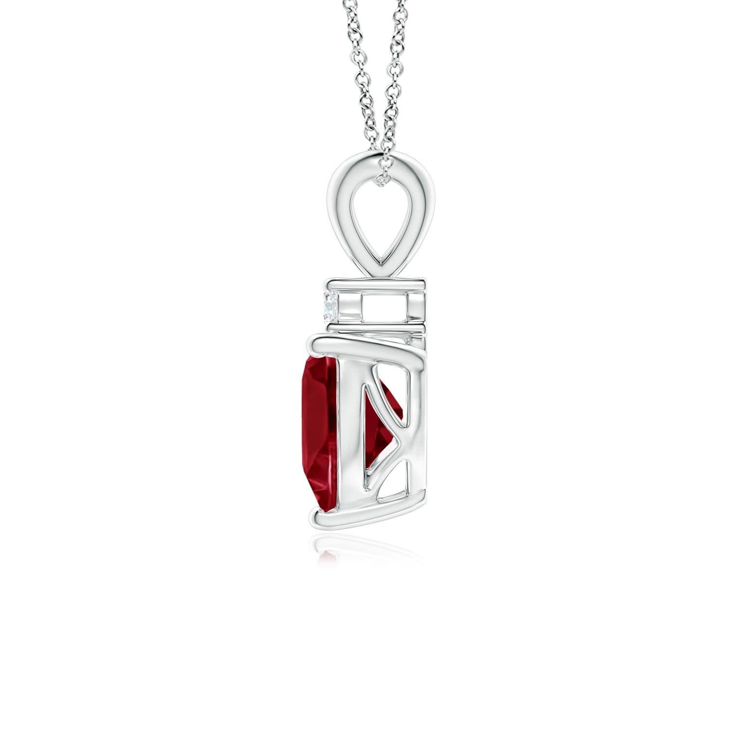 Heart Cut Natural Heart-Shaped 0.90ct Garnet Pendant with Diamond in 14ct White Gold For Sale