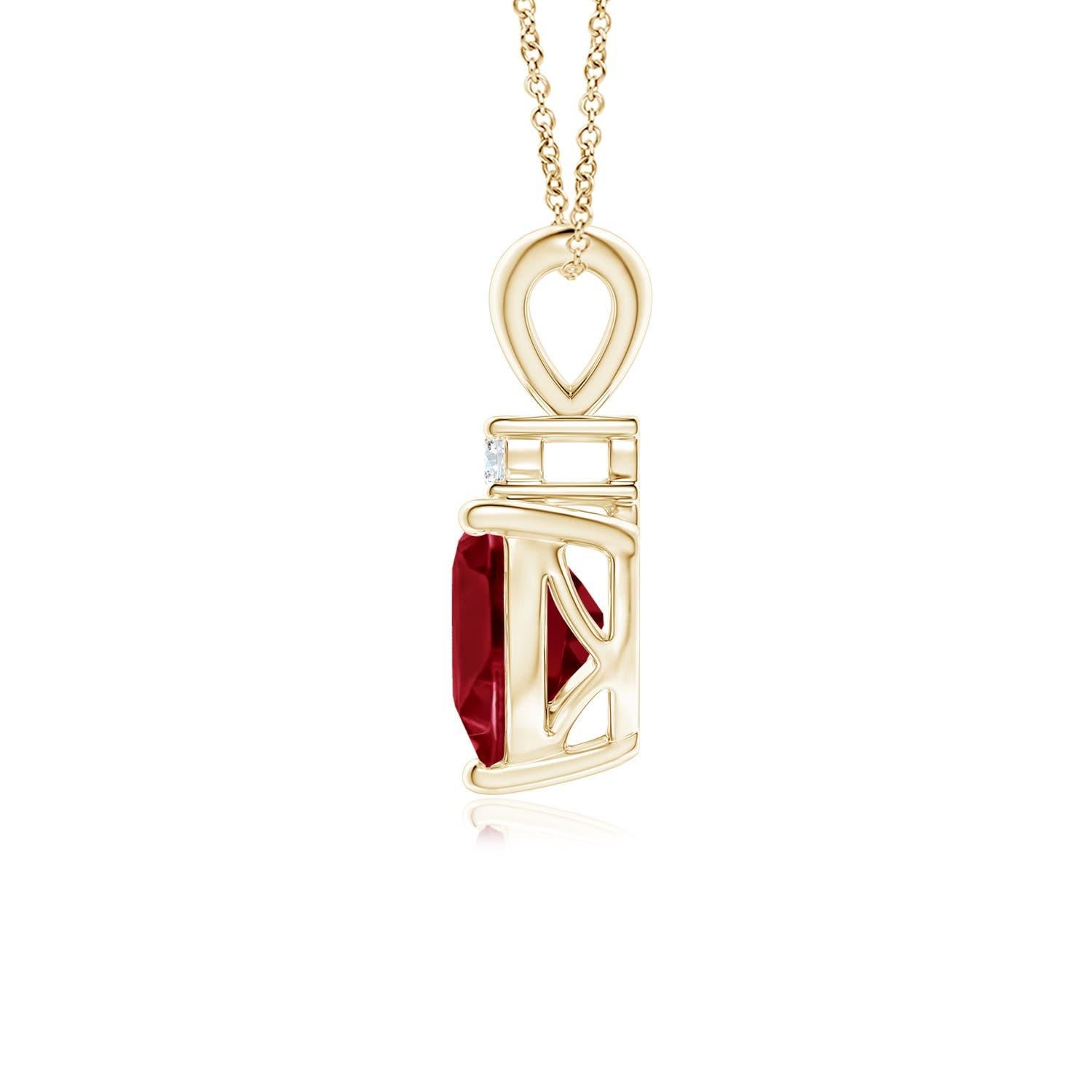 Heart Cut Natural Heart-Shaped 0.90ct Garnet Pendant with Diamond in 14ct Yellow Gold For Sale