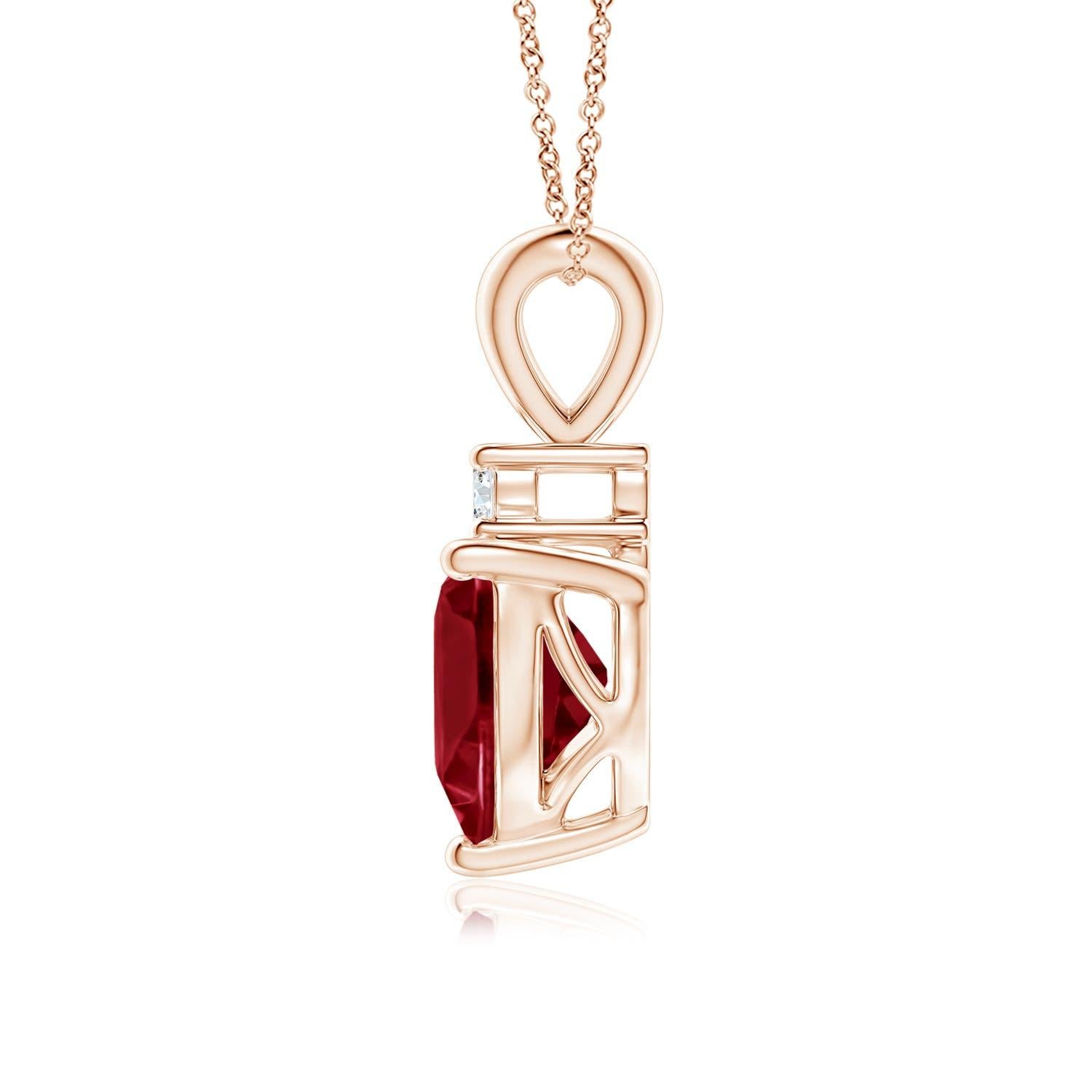 Taille cœur Pendentif en or rose 14 carats avec grenat naturel en forme de cœur de 1,4 carat et diamants en vente